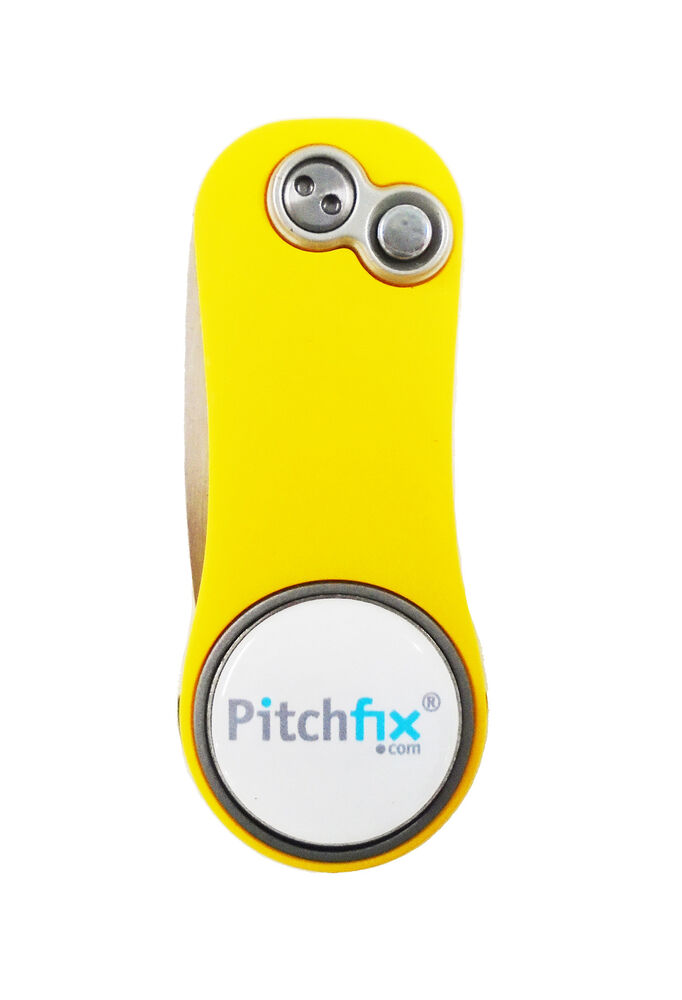 NEW Pitchfix Hybrid 2.0 Yellow/White Divot Tool/Ballmarker/Pencil