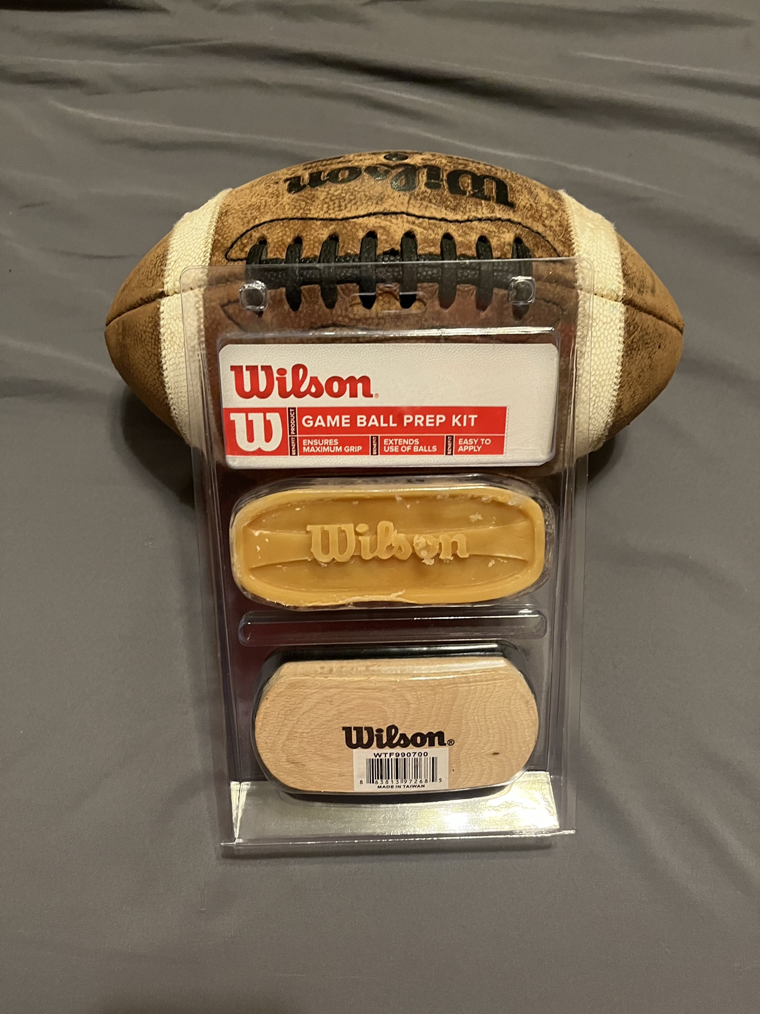 Wilson GST Leather Football With Tack Bar And Brush SidelineSwap