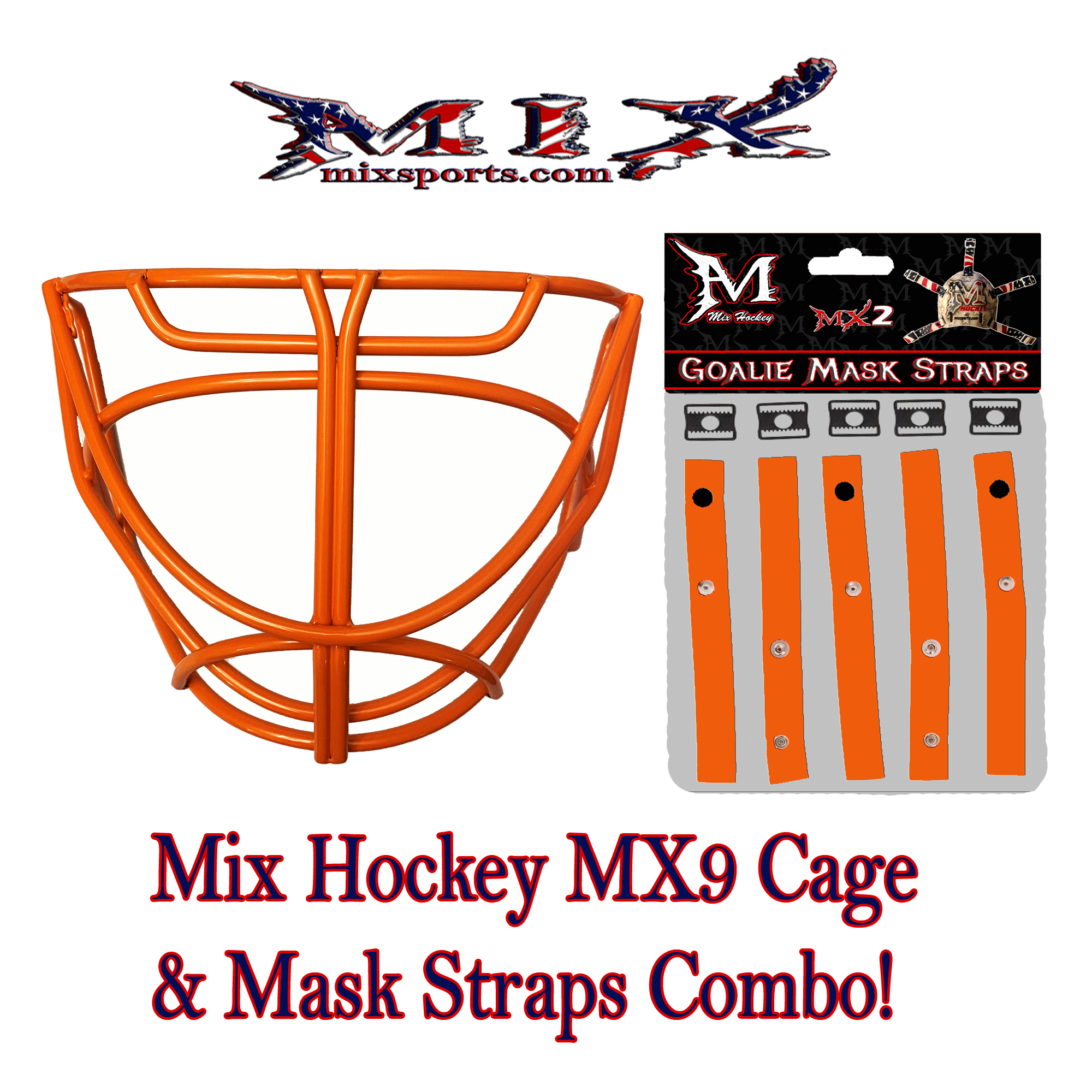 SALE!! Mix hockey Cat Eye Goalie Cage (MX9) & Mask Straps Combo