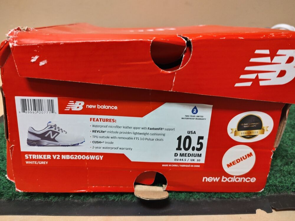 New Balance Men's Striker v2 Golf Shoe, White/Grey, 10.5 SidelineSwap