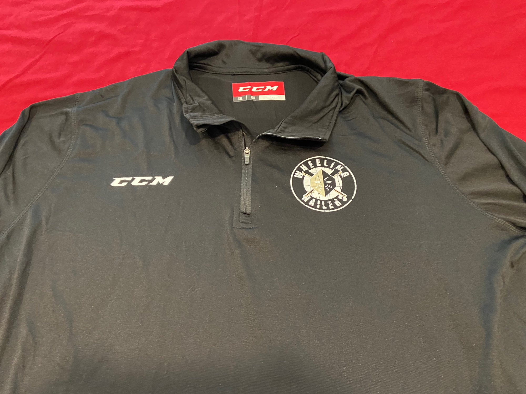 ECHL Wheeling Nailers 1/4 Black CCM Team Issued Pullover Size 2XL