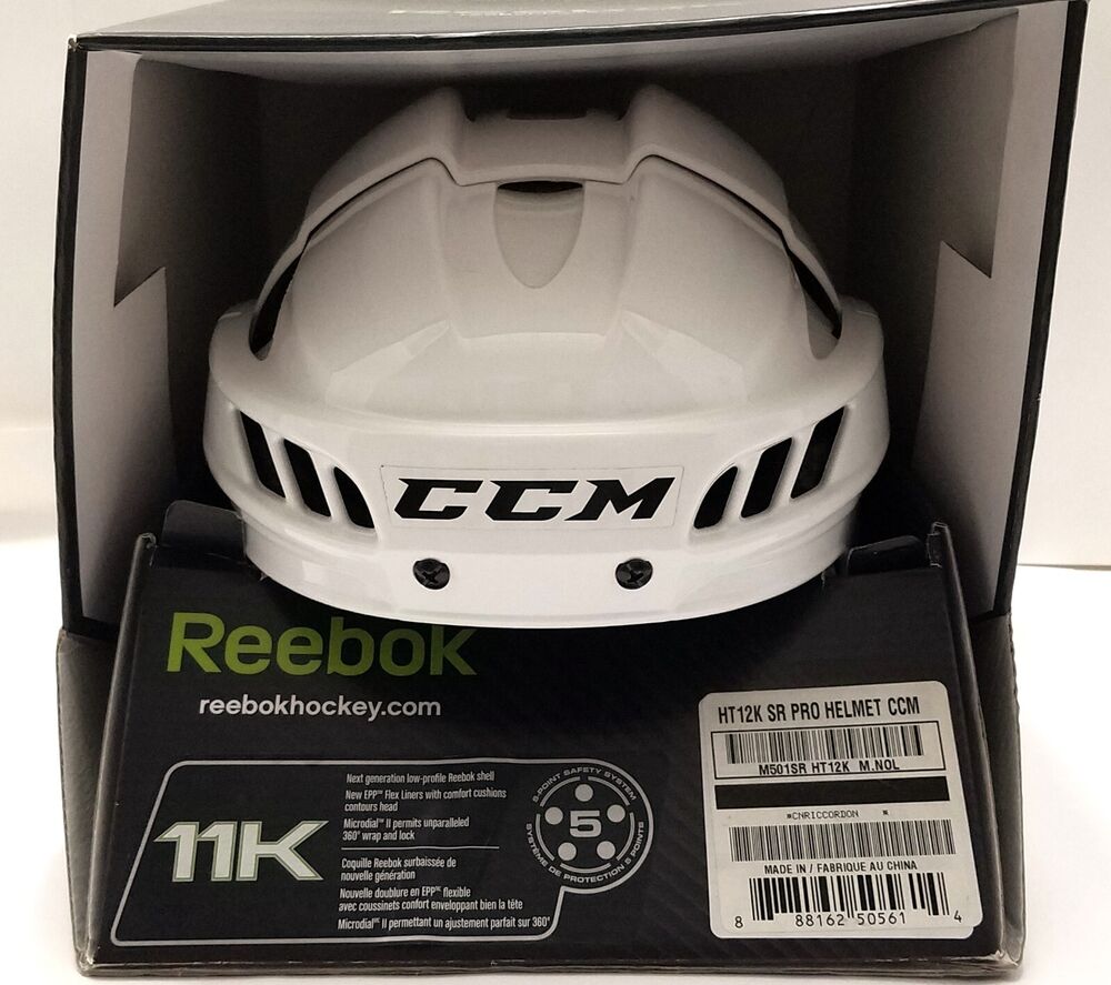 New Penguins NHL Pro Stock Reebok 11K CCM 12K White Ice Hockey Helmet