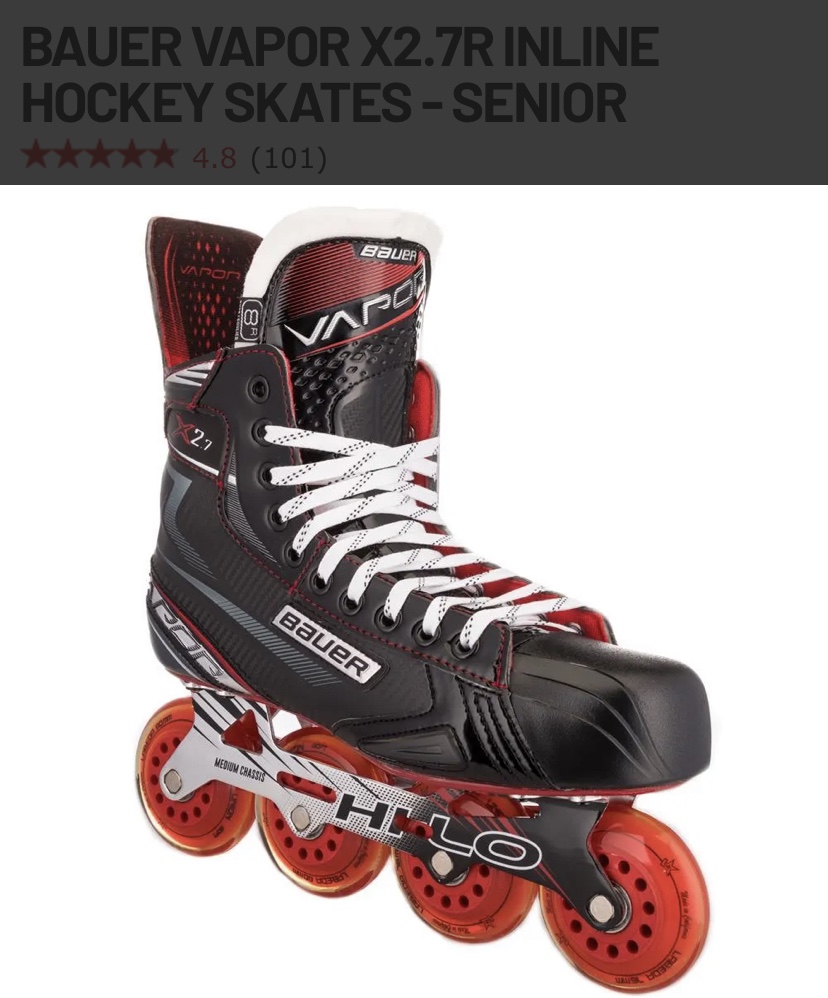 BAUER VAPOR X2.7R size 11 INLINE HOCKEY SKATES SidelineSwap