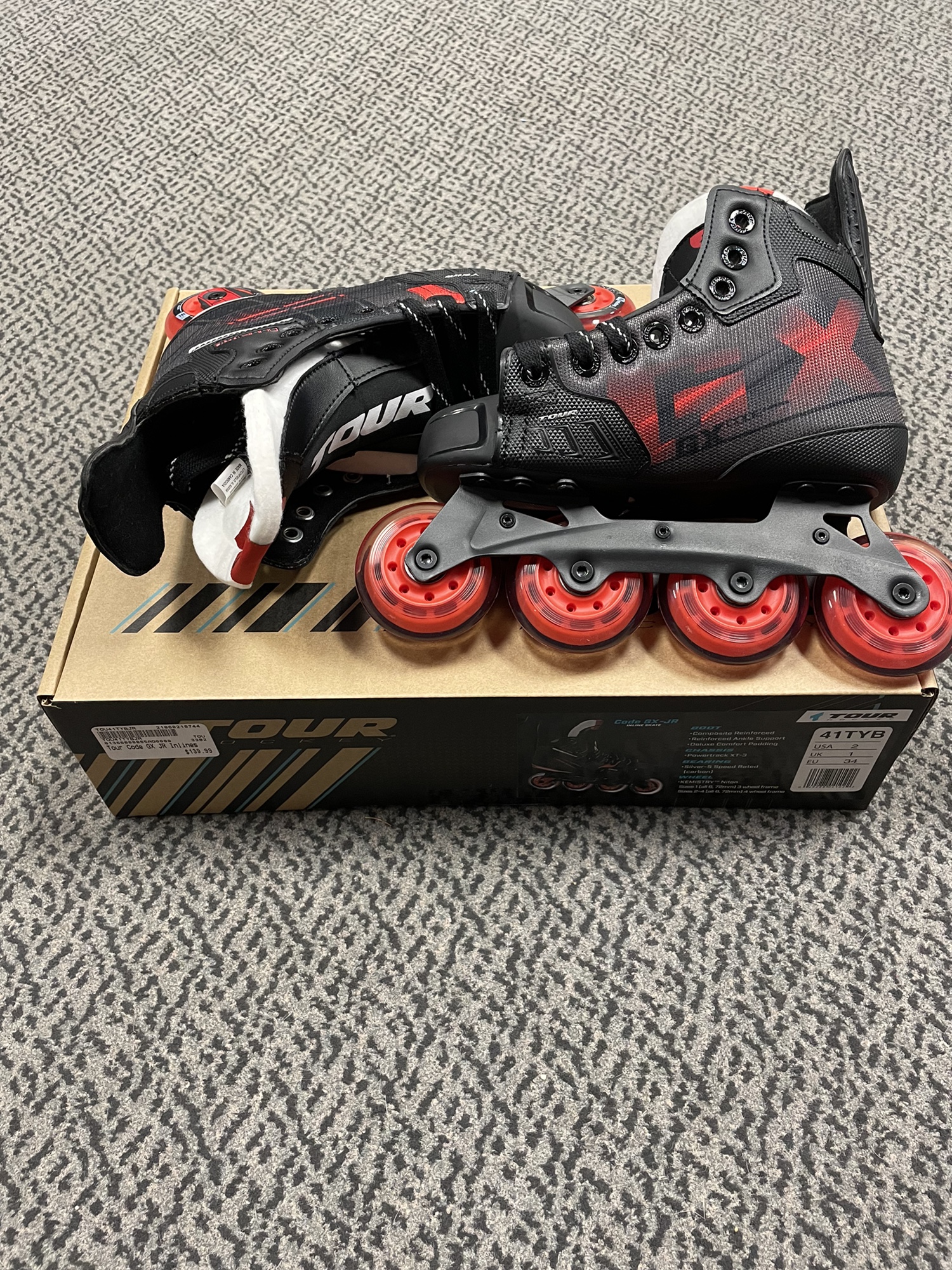 Tour CODE GX size 2 roller hockey skate SidelineSwap