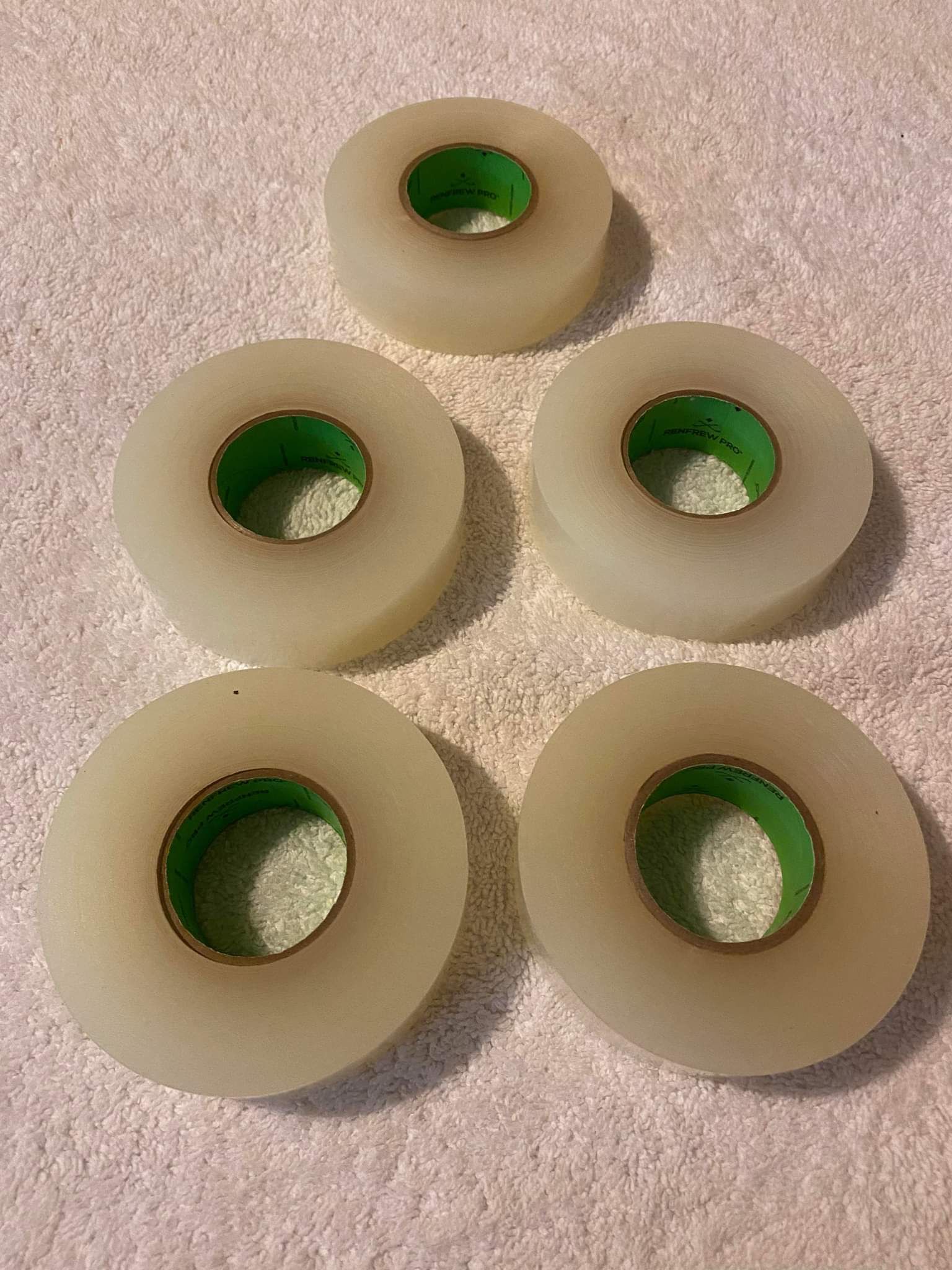 Five Rolls of Renfrew Hockey Clear Plastic Hockey Tape SidelineSwap