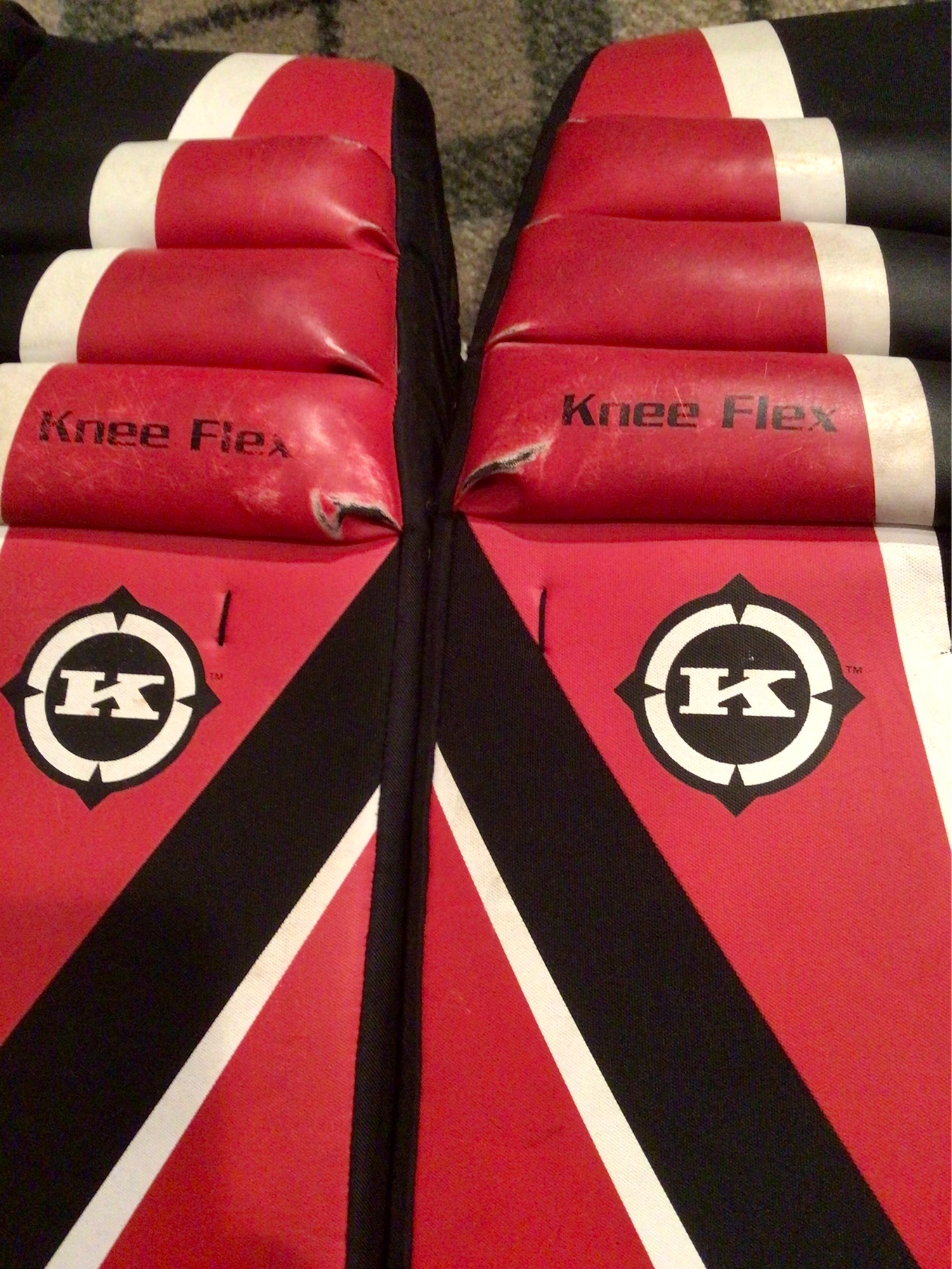 Vintage Koho street hockey floor hockey leg pads black red 27” SidelineSwap