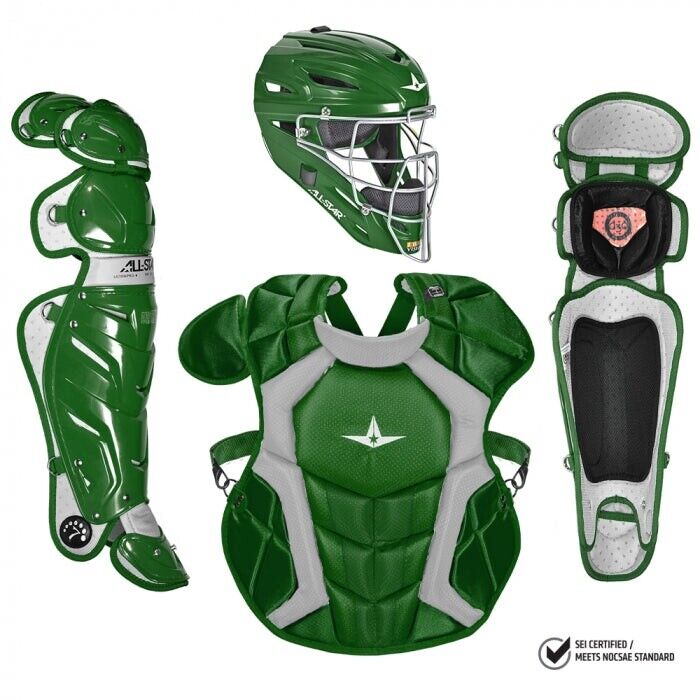 All Star System 7 Adult 16+ Catchers Gear Set NOCSAE CKCCPRO1 Dark