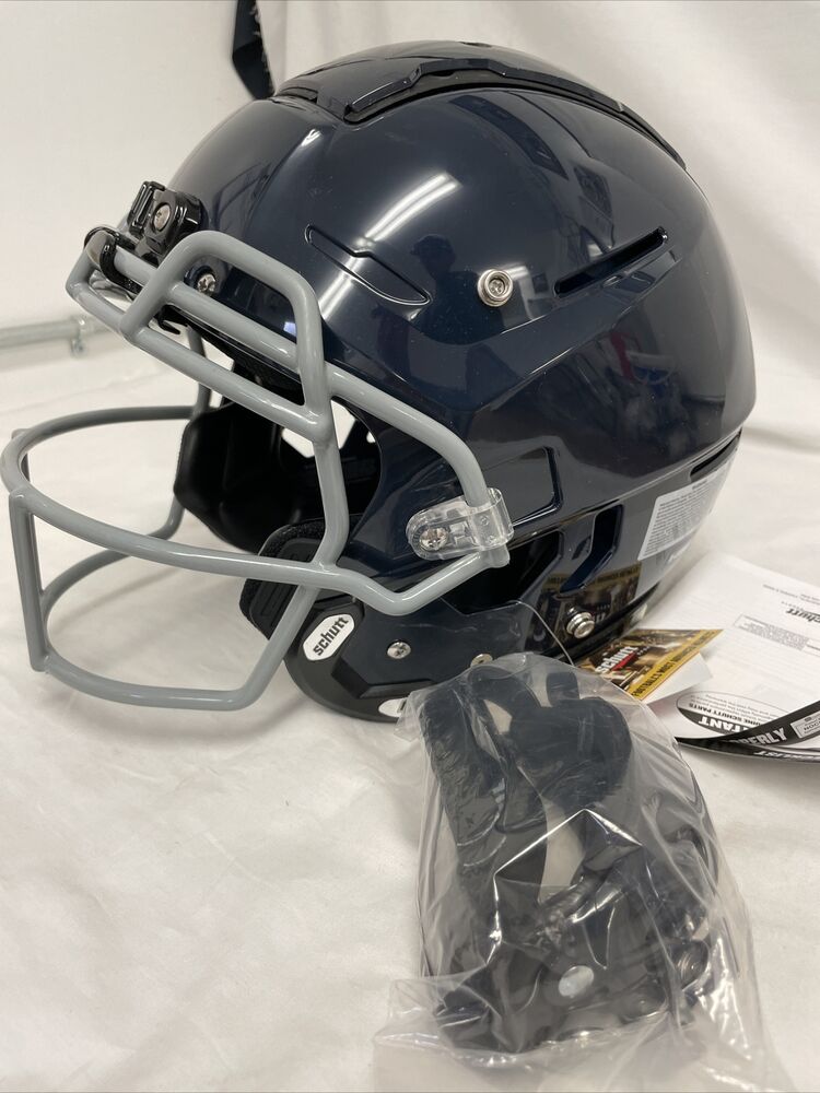 2022 Schutt F7 VTD Collegiate LG Helmet Navy Blue w/ F5 Lt Gray ROPOSW