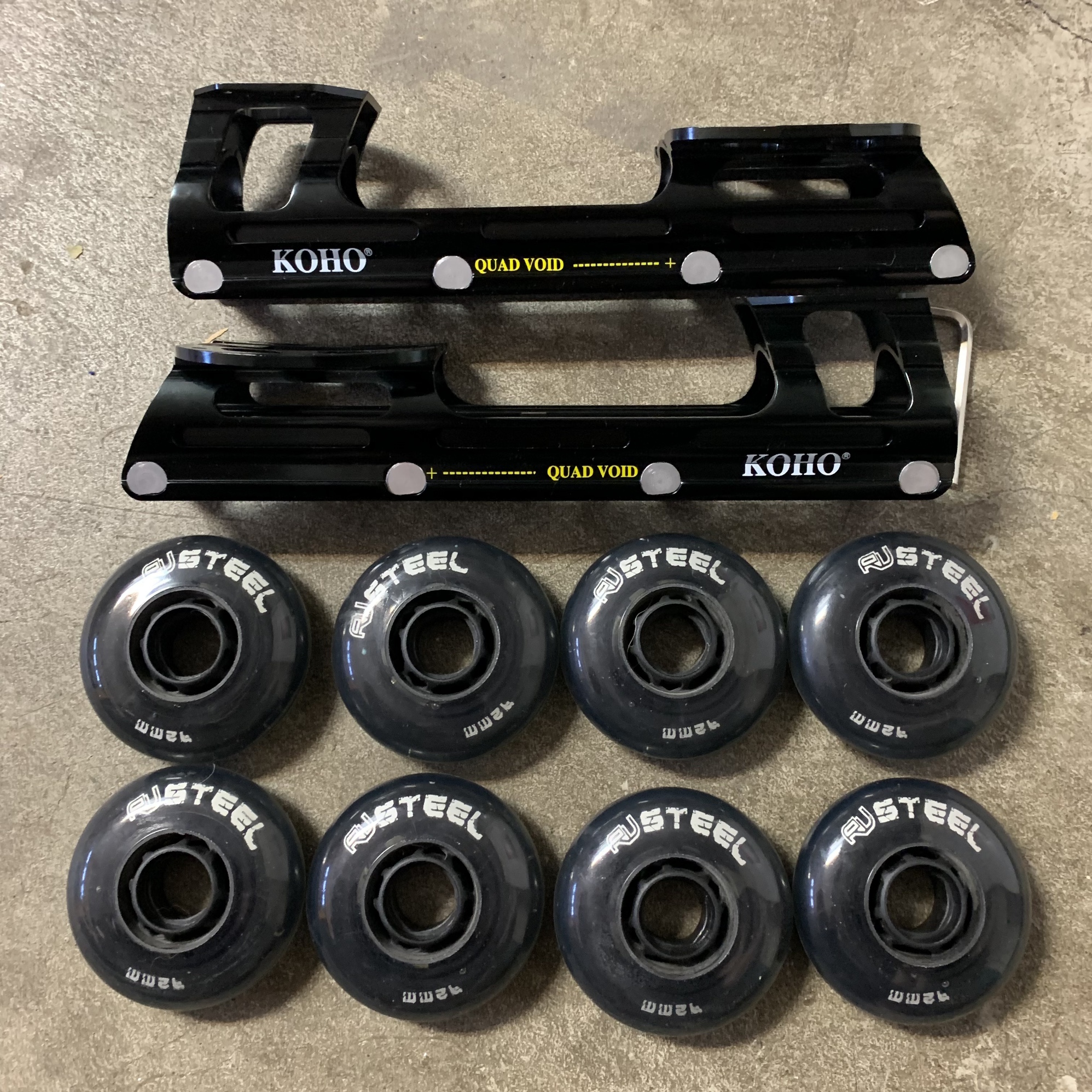Koho Aluminum Roller Hockey Chassis Frames + Revision Steel Wheels