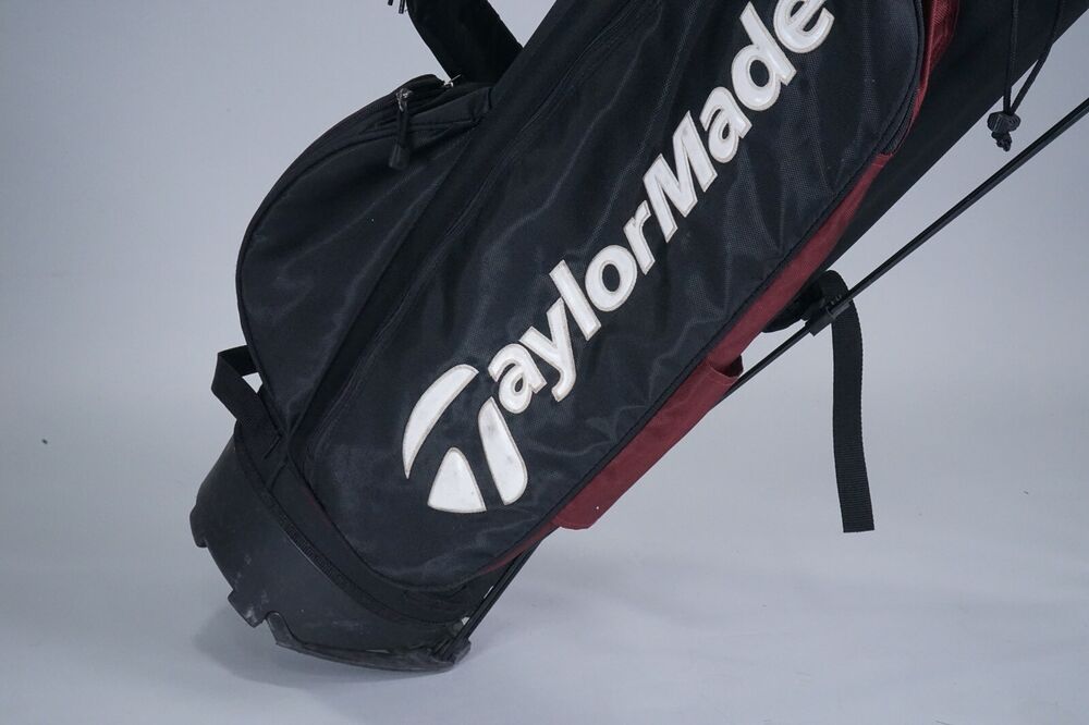 TAYLORMADE 6WAY DIVIDER GOLF STAND BAG, MAROON / BLACK DUEL STRAP