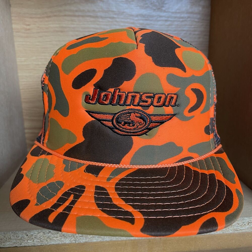 Vintage Johnson Snapback Trucker Hat Patch Outboard Boat Motor Evinrude BUNDLE SidelineSwap