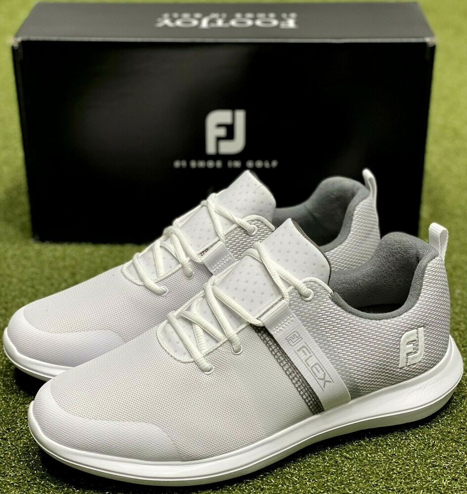 FootJoy FJ Flex Spikeless Golf Shoes 56120 White 8 Extra Wide 4E New 85936 SidelineSwap