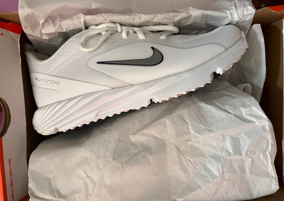 New Nike Lacrosse Lax White Unisex Turf Cleats Low Cut Alpha Huarache 8