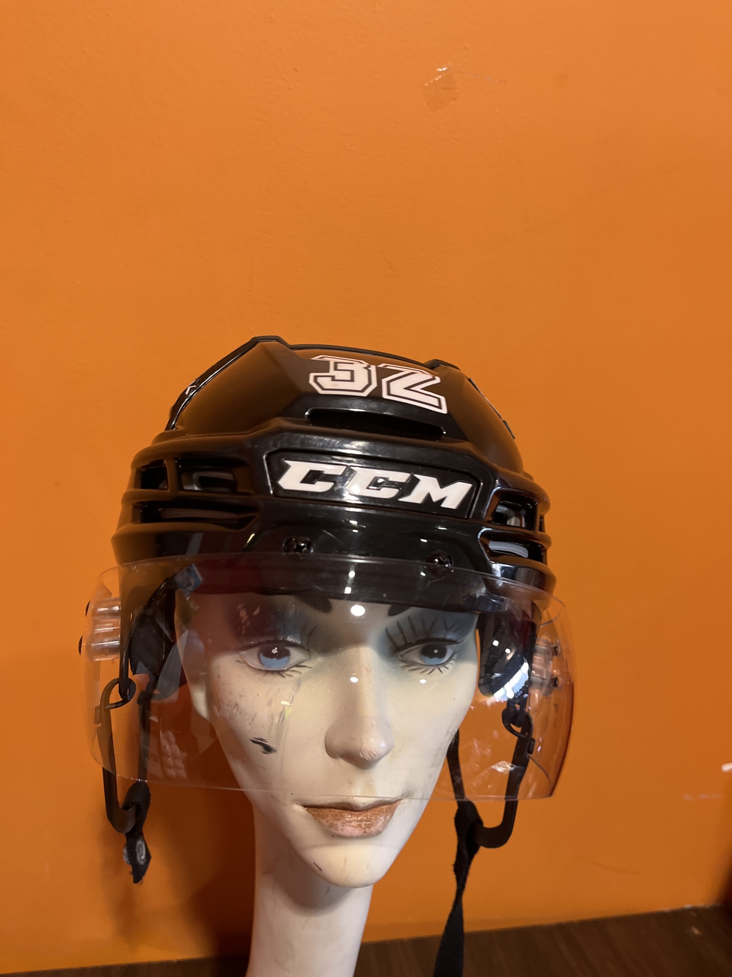 Game Used Black CCM Tacks 910 Pro Stock Helmet With Visor Charlotte