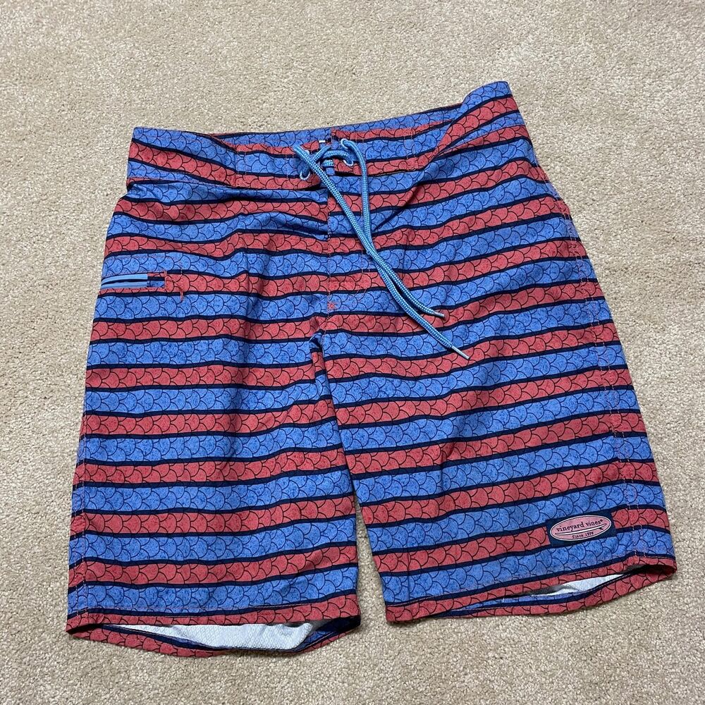 Vineyard Vines Bathing Suit Men Medium 28 Adult Blue Red Swim Suit