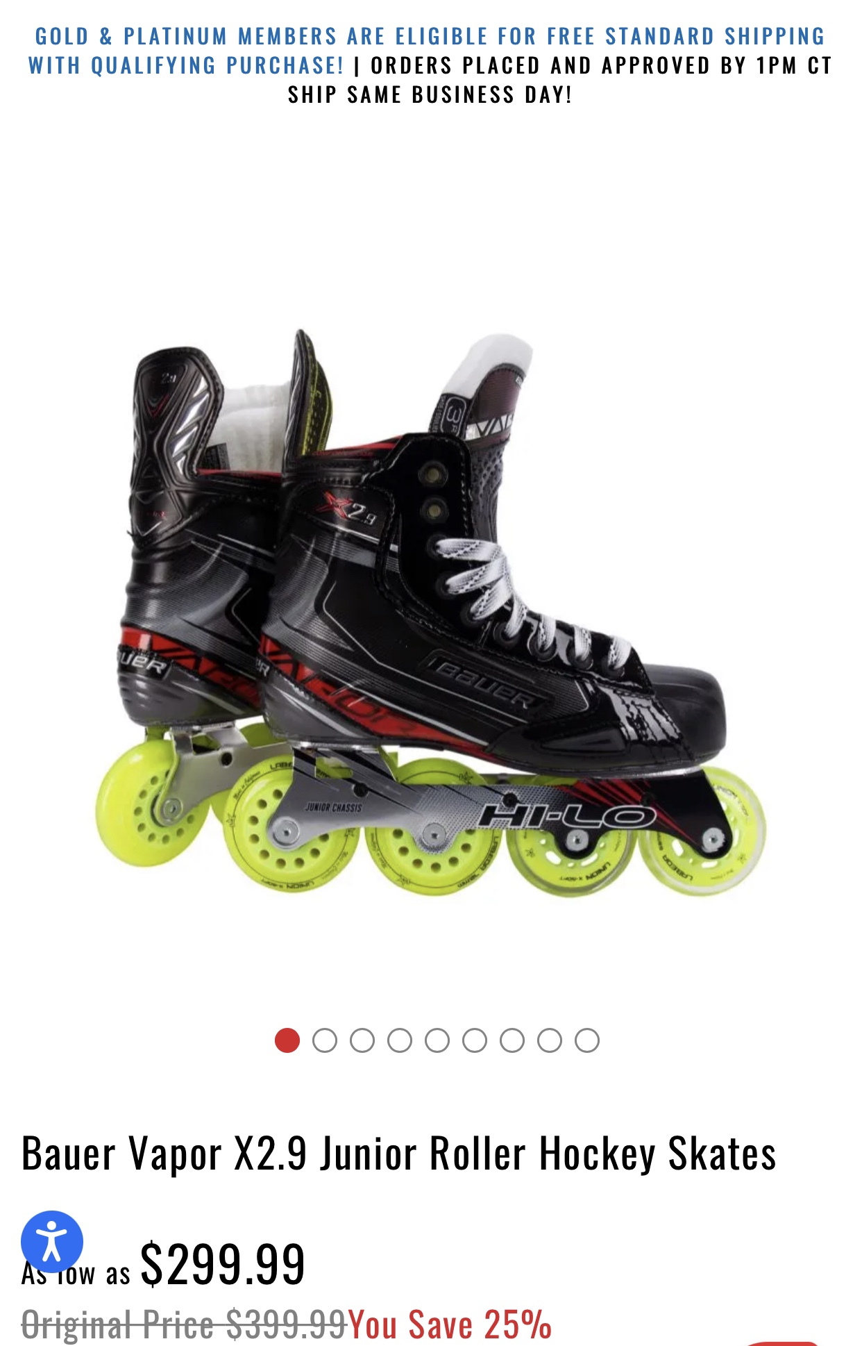 Used Bauer Regular Width Size 5.5 Vapor X2.9R Inline Skates SidelineSwap