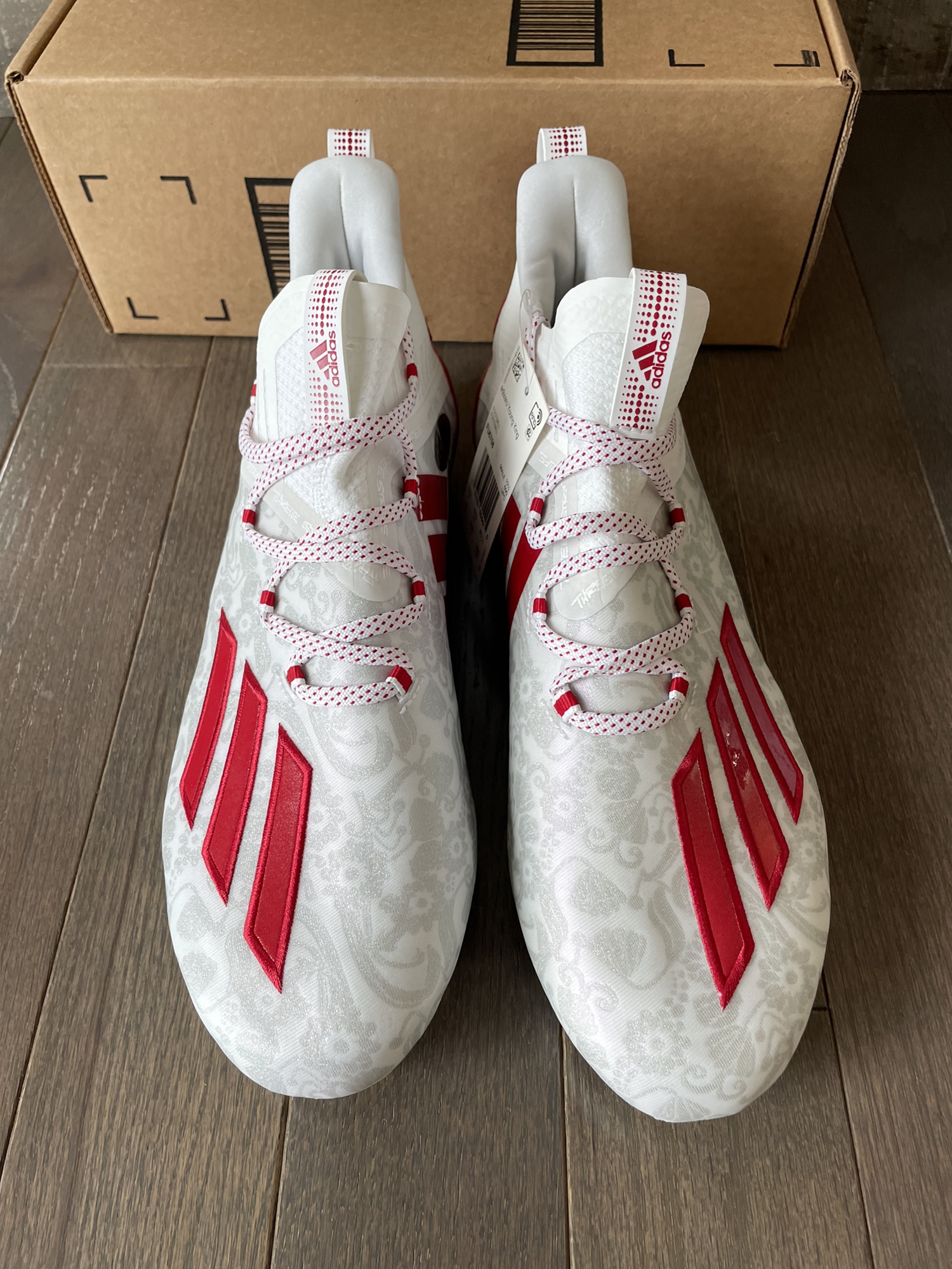 Adidas Adizero Reign Young King Football Cleats Red White Floral