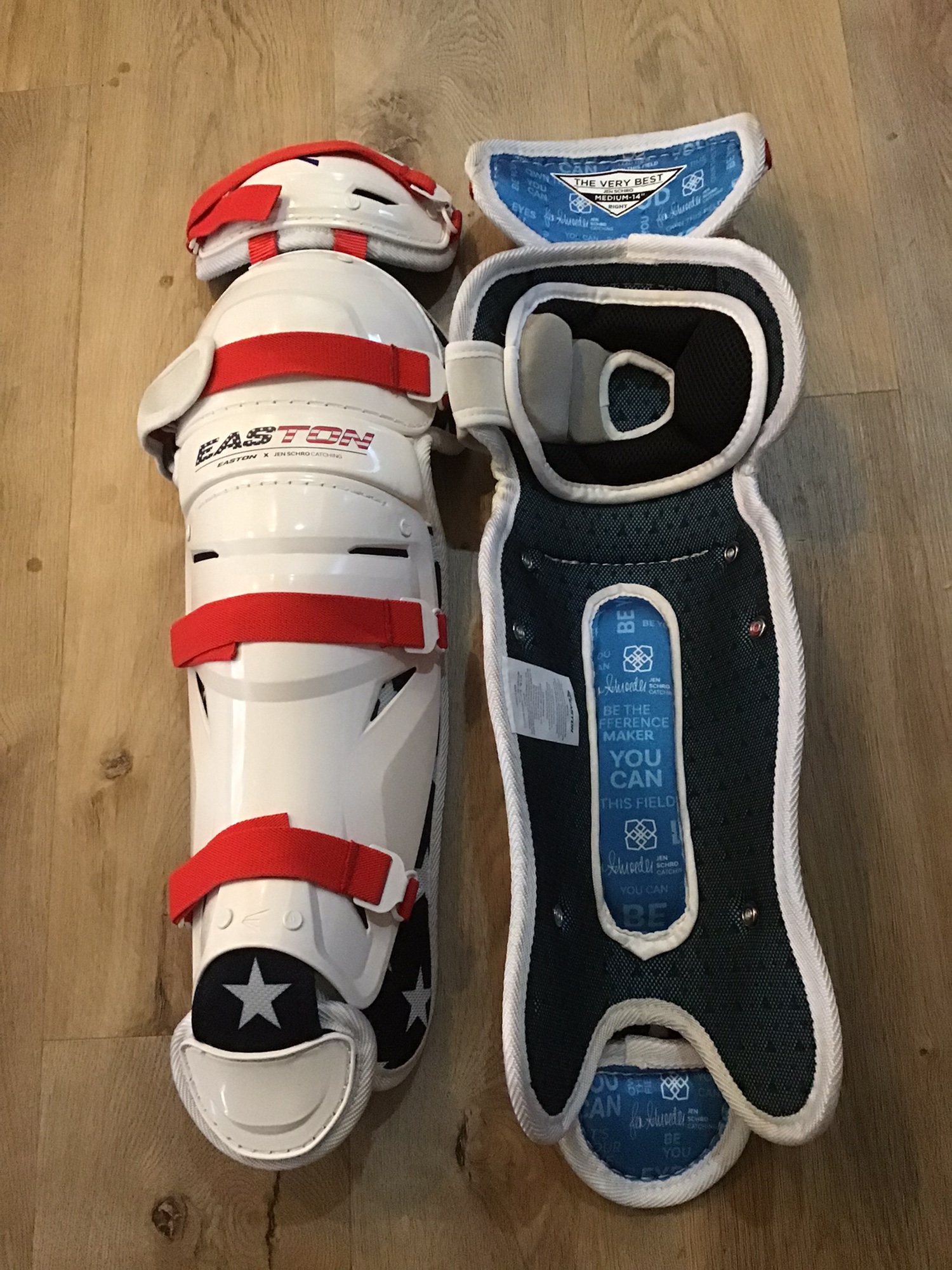 Brand New in Wrapper! Jen Schro “The Very Best” catchers set. Size Medium Red/WH/BL SidelineSwap