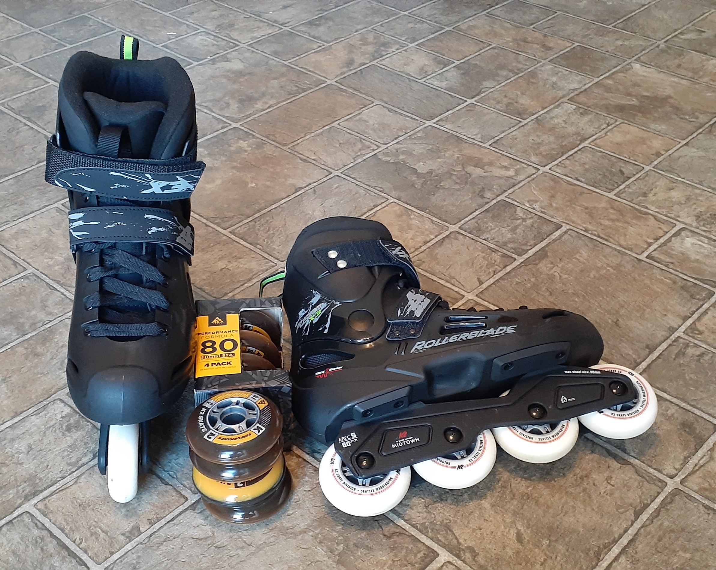 Rollerblade Fusion X3 Aggressive Inline Skates Size 10M + new wheels