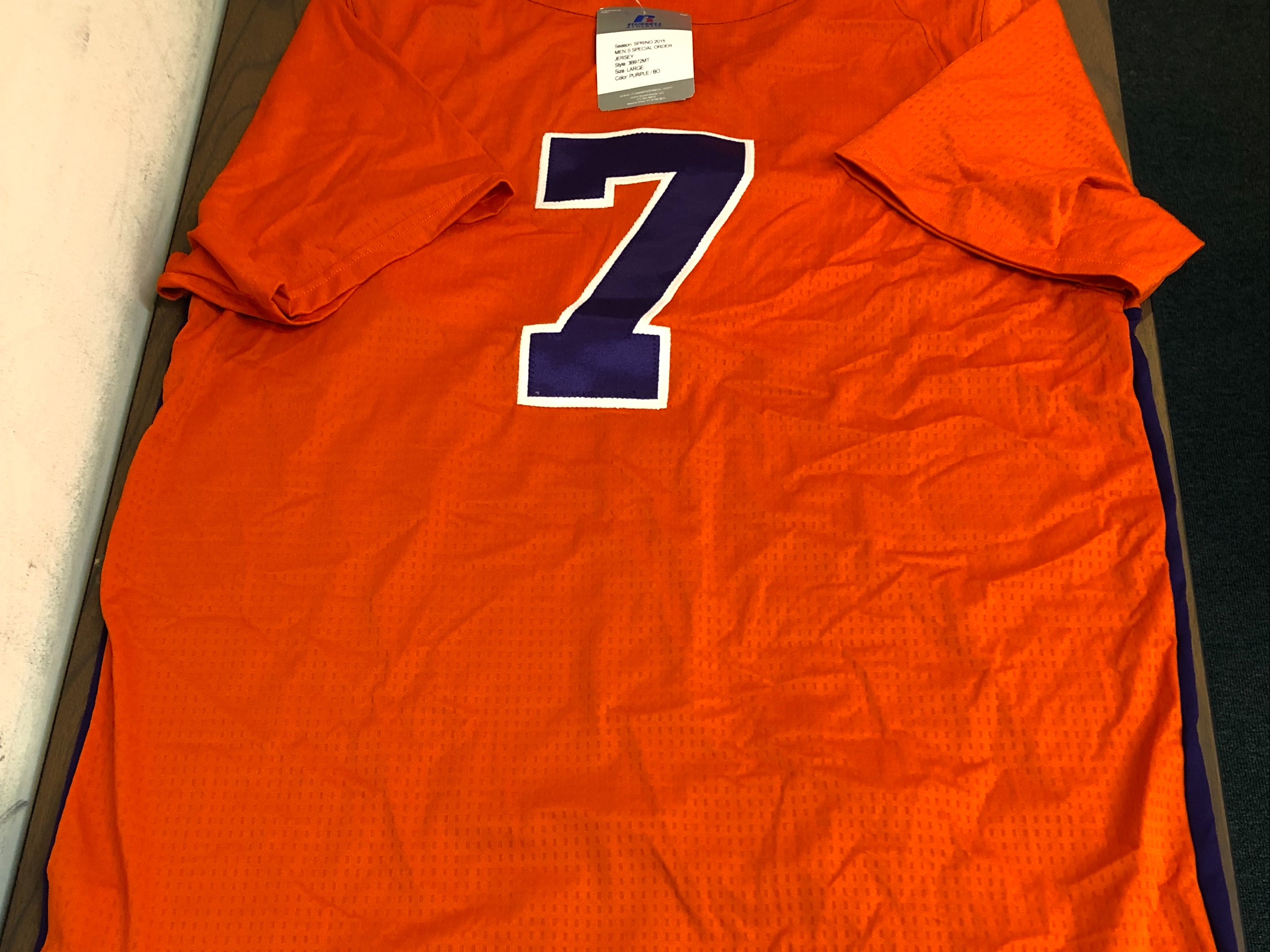 Clemson Purple New Large Russell Athletic Baseball Jersey SidelineSwap