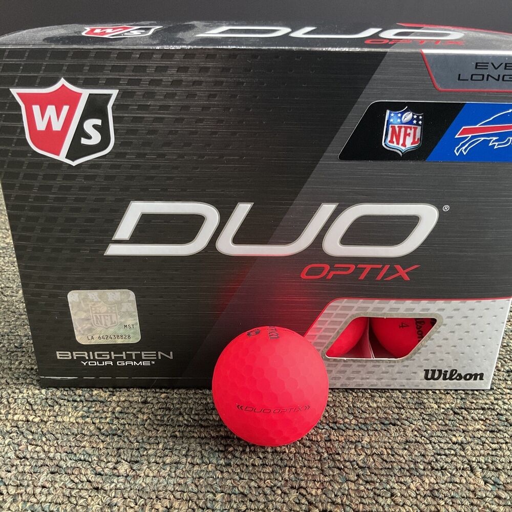Wilson Staff Duo Optix Red NFL Golf Balls Buffalo Bills 12 Count Box NEW SidelineSwap