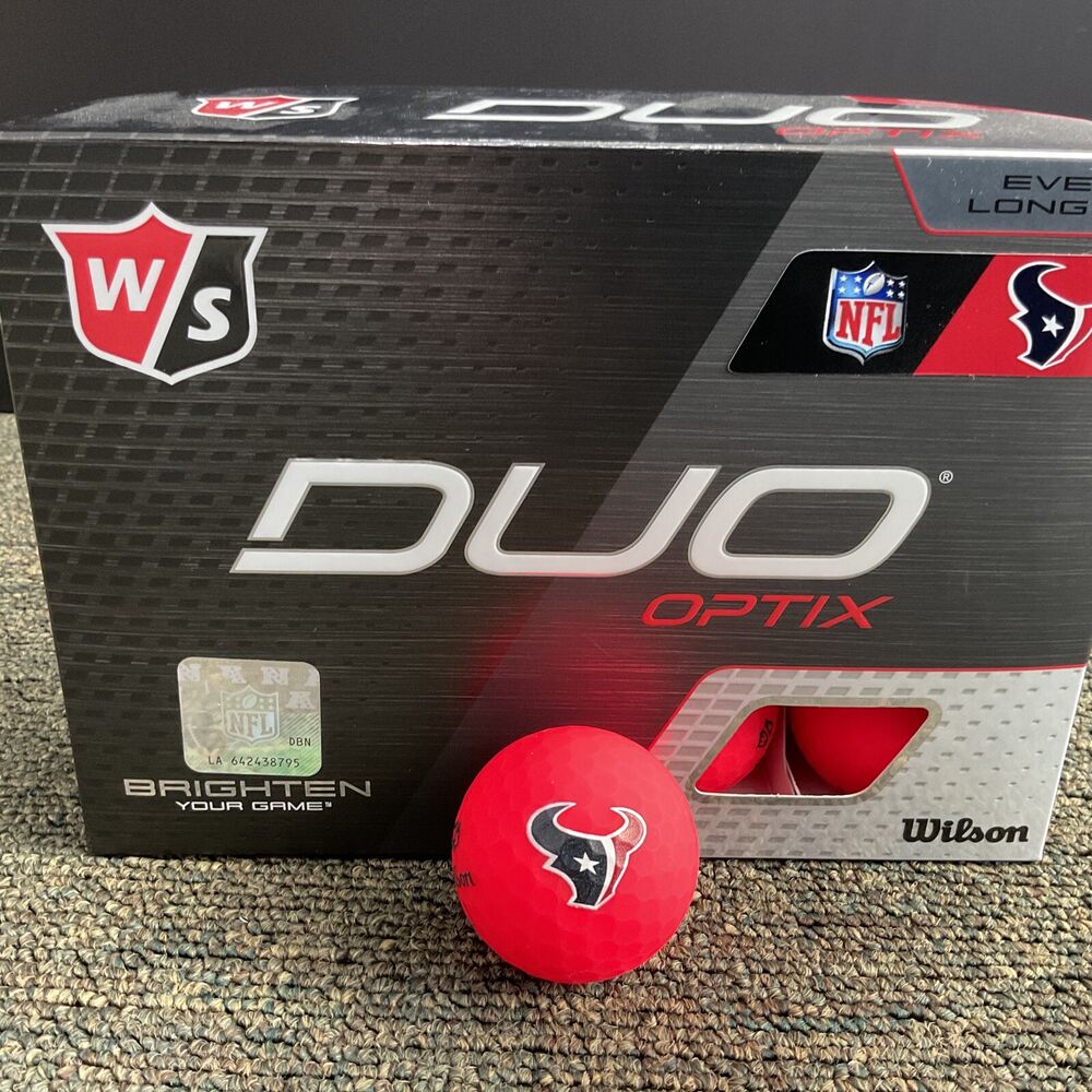 Wilson Staff Duo Optix Red NFL Golf Balls Houston Texans 12 Count Box