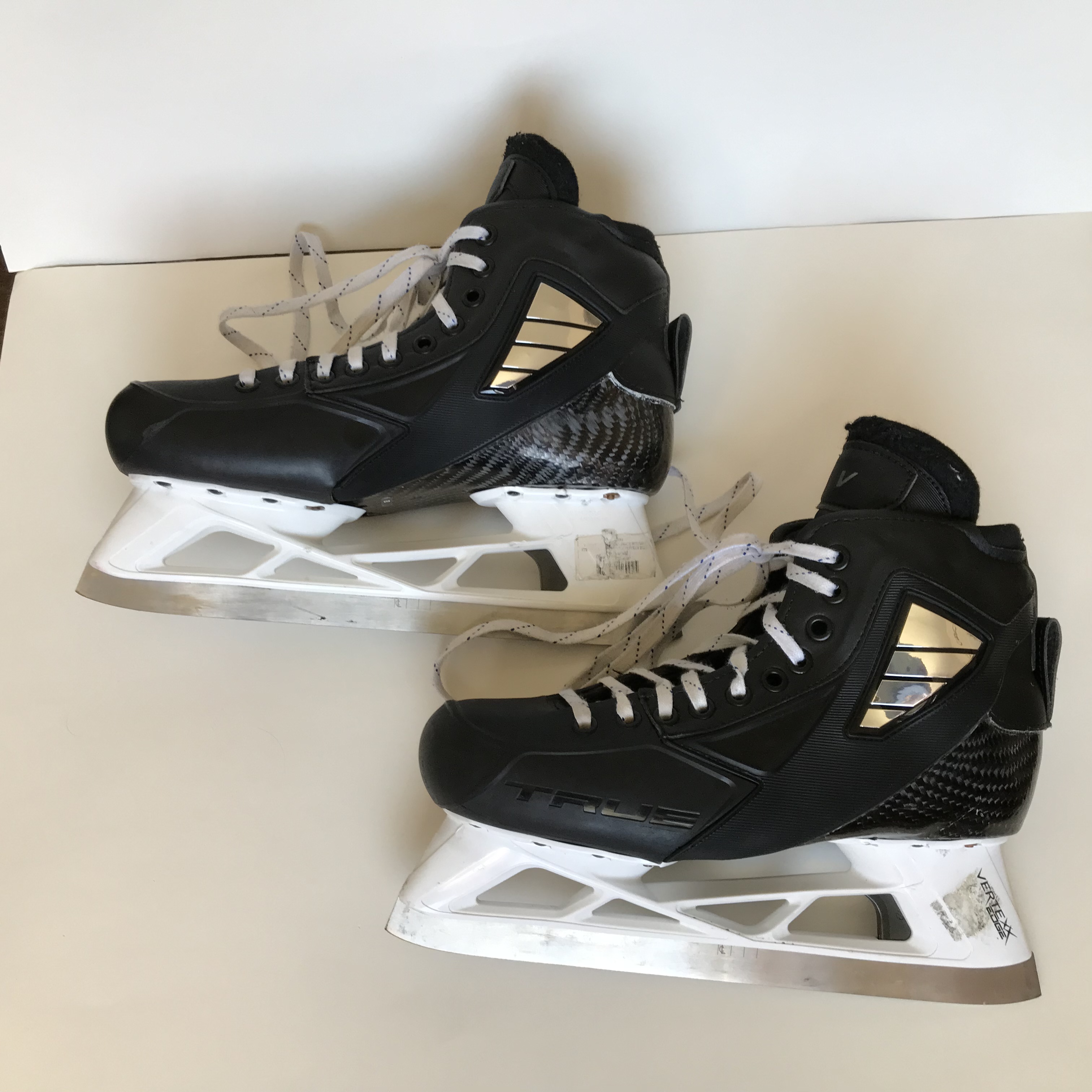 Pro Stock True 2 Piece Goalie Skates with Bauer Holders Size 9.5