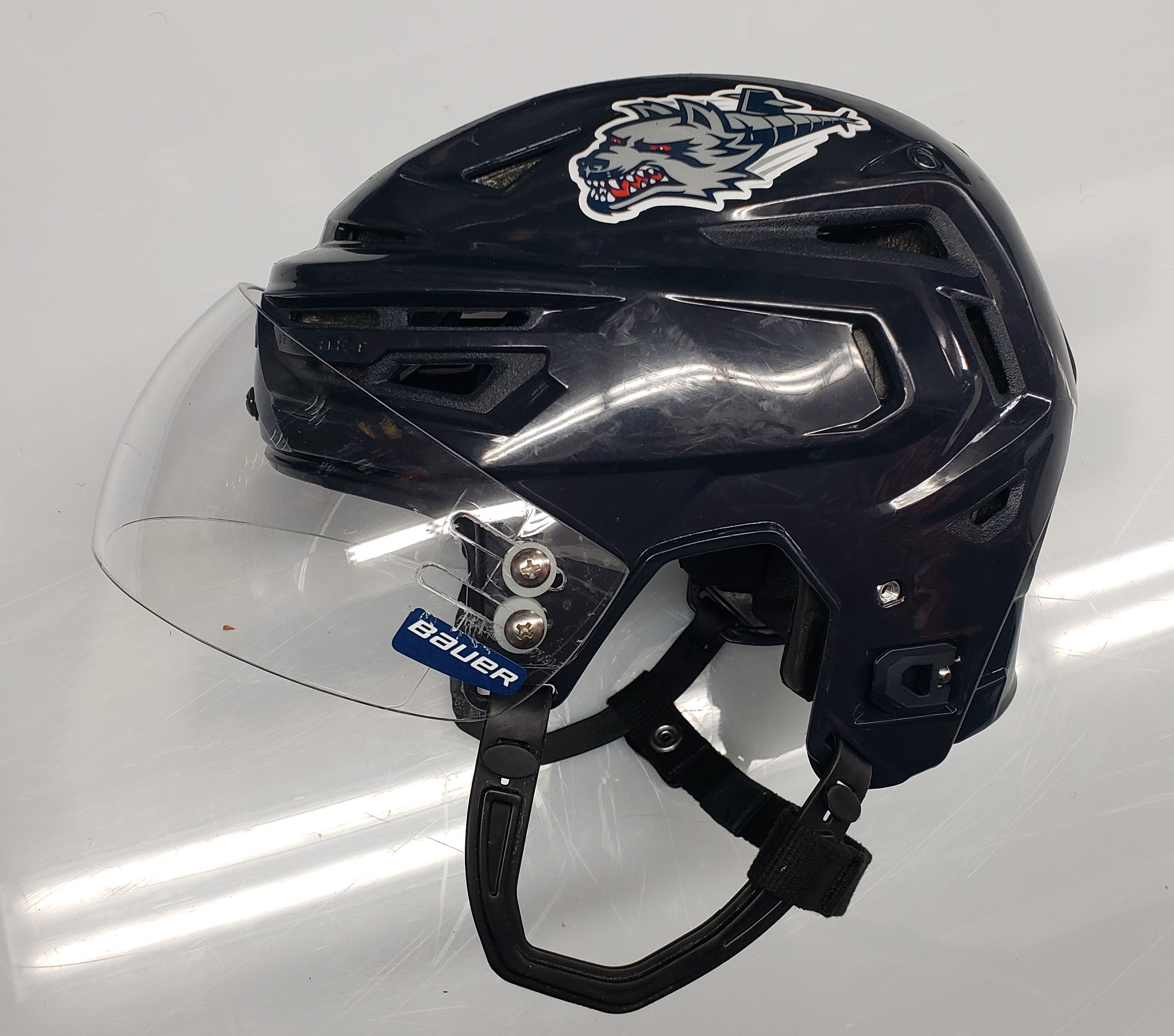 BAUER REAKT 150 PRO STOCK HOCKEY HELMET NAVY SMALL HARTFORD WOLF PACK