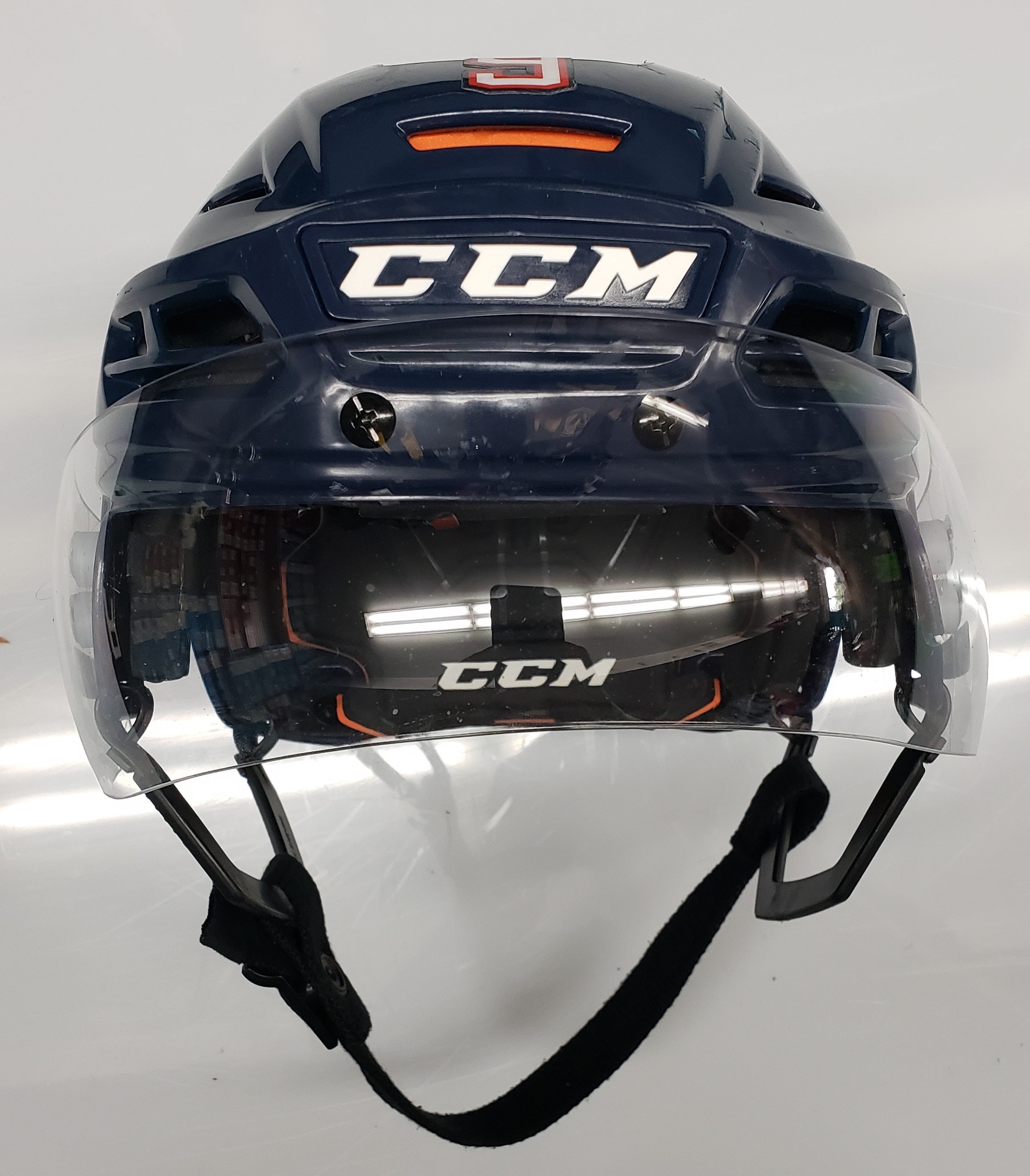 CCM TACKS 710 PRO STOCK HOCKEY HELMET NAVY SMALL HARTFORD WOLF PACK AHL USED (9028) SidelineSwap