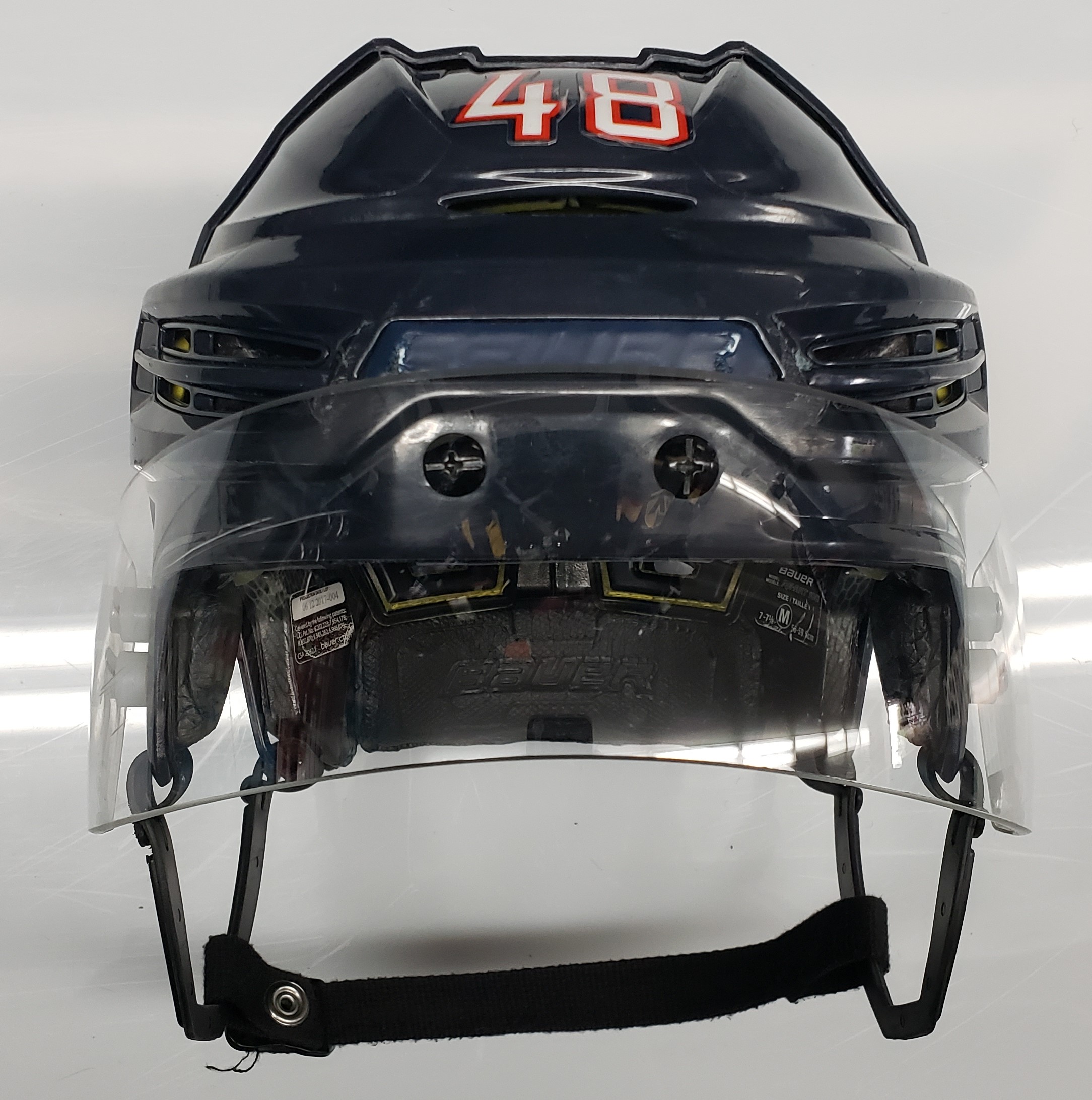 BAUER REAKT 200 PRO STOCK HOCKEY HELMET NAVY MEDIUM HARTFORD WOLF PACK