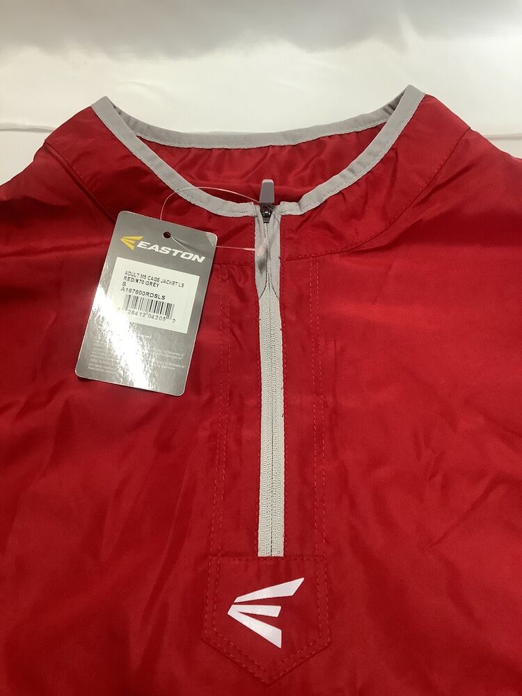 New Easton Adult M5 Baseball Cage Long Sleeve Jacket Red / Gray Mens Sz
