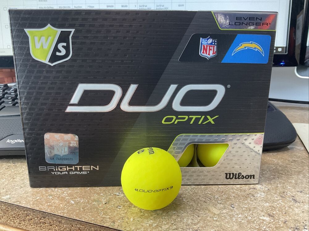 Wilson Staff Duo Optix Yellow NFL Golf Ball Los Angeles Chargers 12