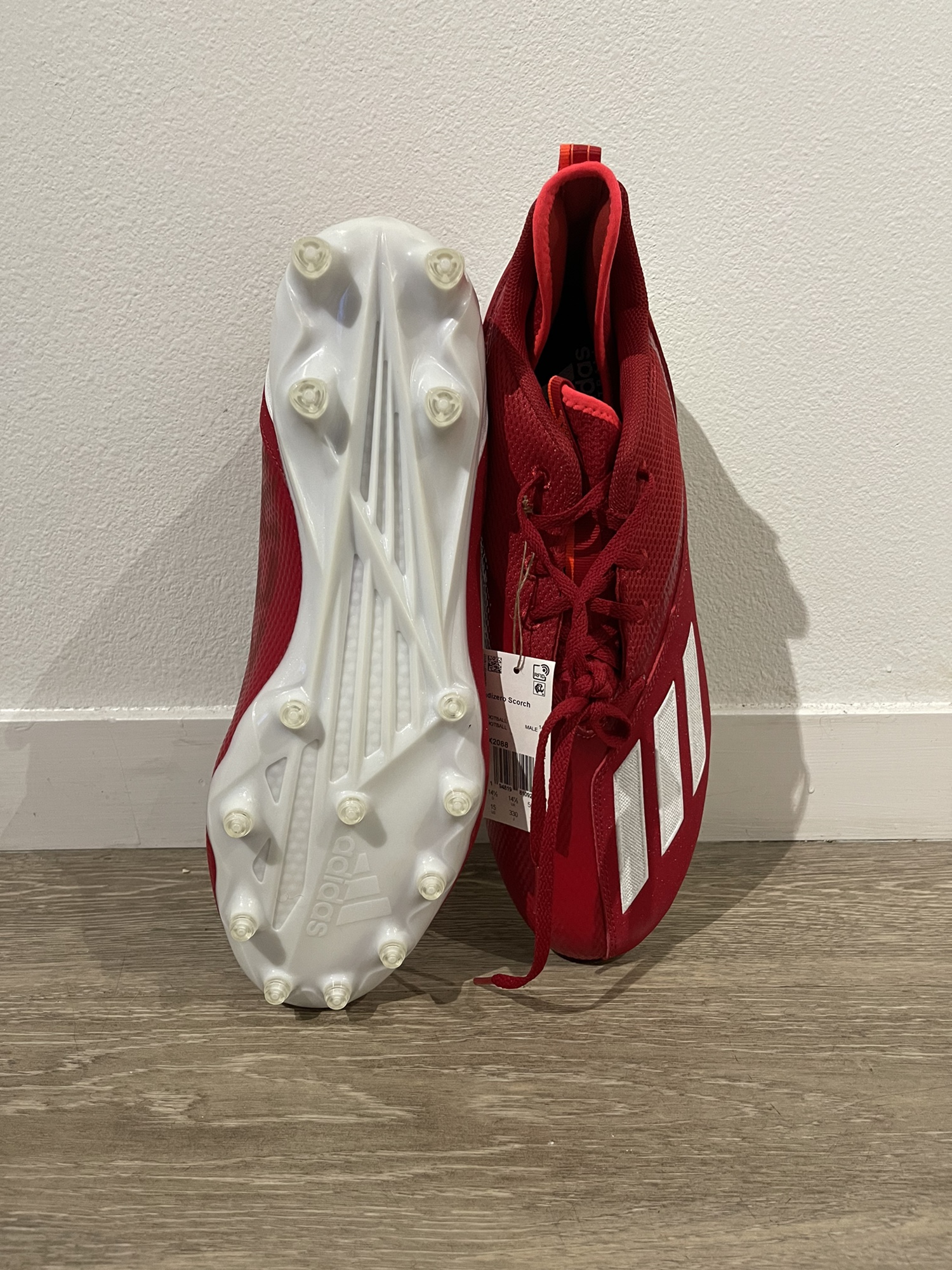 Adidas Adizero Scorch Football Cleats Red/White Mens Size 15 FX2088