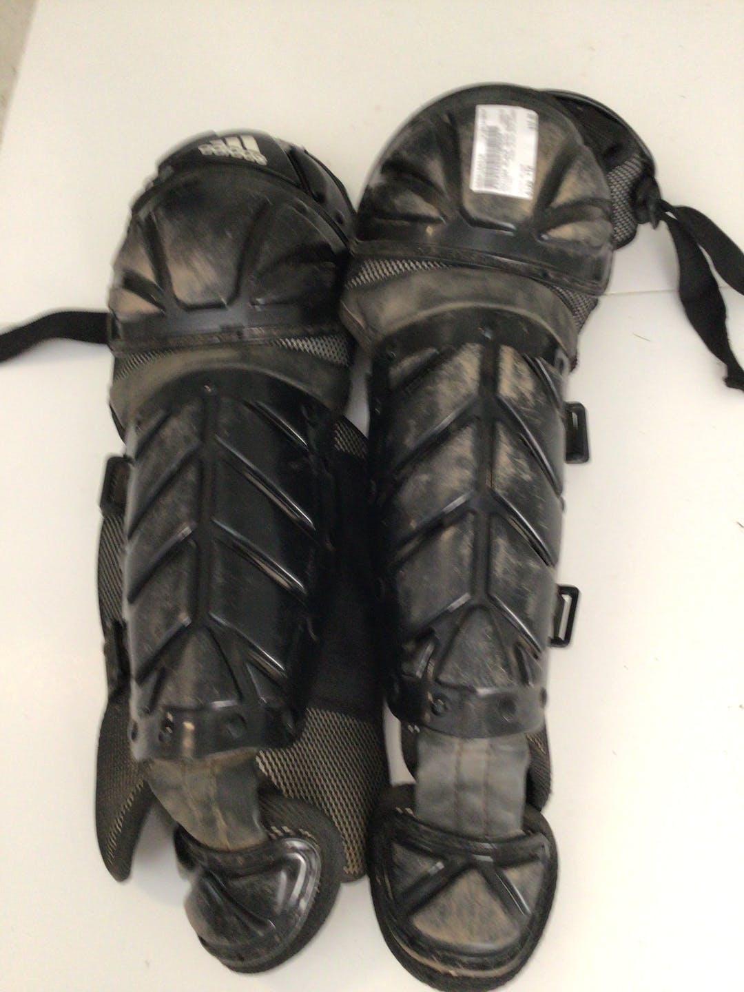 Used Adidas Black Shin Guards Youth Baseball & Softball Catchers
