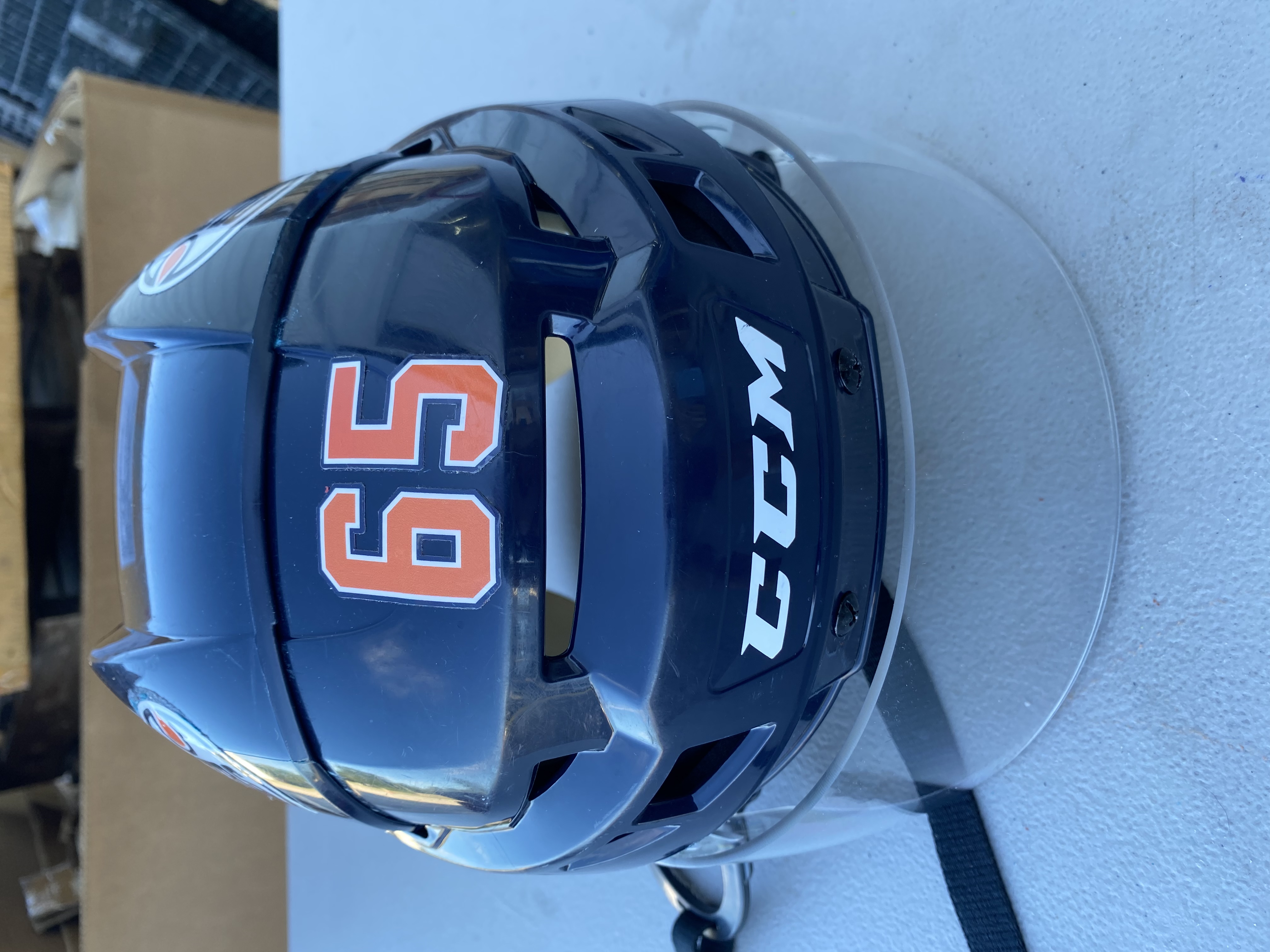 CCM Vector V08 Pro Stock Hockey Helmet CCM Visor Combo Medium Navy Blue