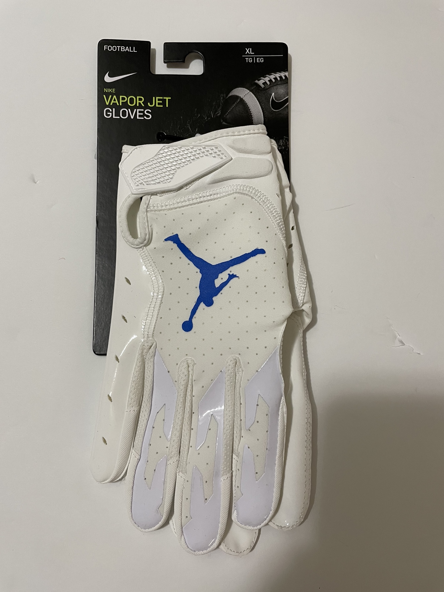 Jordan Nike Vapor Jet 6.0 UCLA BRUINS White/Blue Football Gloves Size