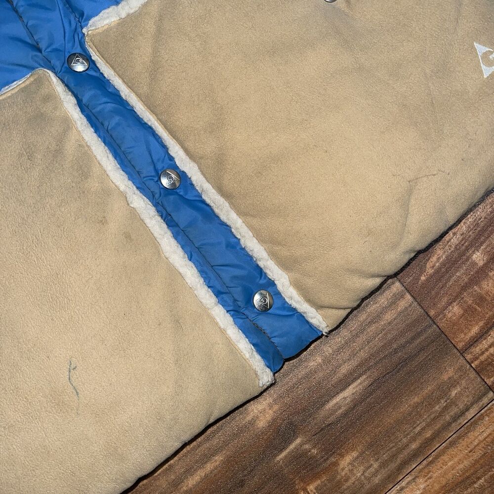 Vintage Gerry Leather Down Puffer Ski Hiking Two Tone Vest Yoke USA Made Size L SidelineSwap