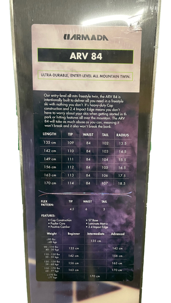 JR KIDS ARMADA ARV 84 ENTRY LEVEL ALLMOUNTAIN TWIN TIP SKIS 135CM SidelineSwap JR KIDS ARMADA ARV 84 ENTRY LEVEL ALLMOUNTAIN TWIN TIP SKIS 135CM SidelineSwap