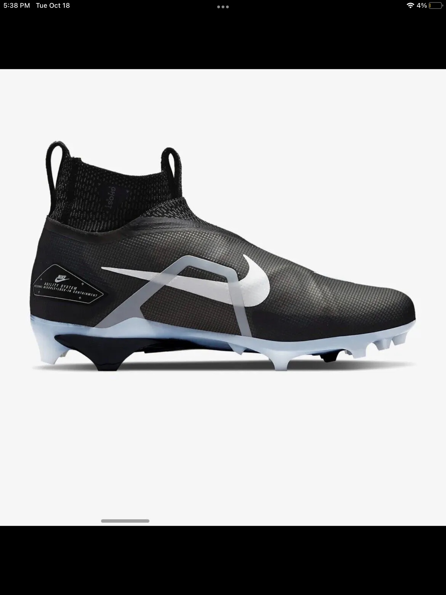 Nike Alpha Menace Elite 3 Football Cleats Black CT6648001 Men Size 8