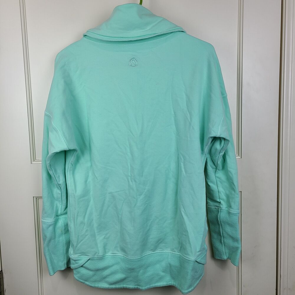 Lululemon Women's Rest Day Mint Green Cowl Neck Zip Pockets Sweatshirt