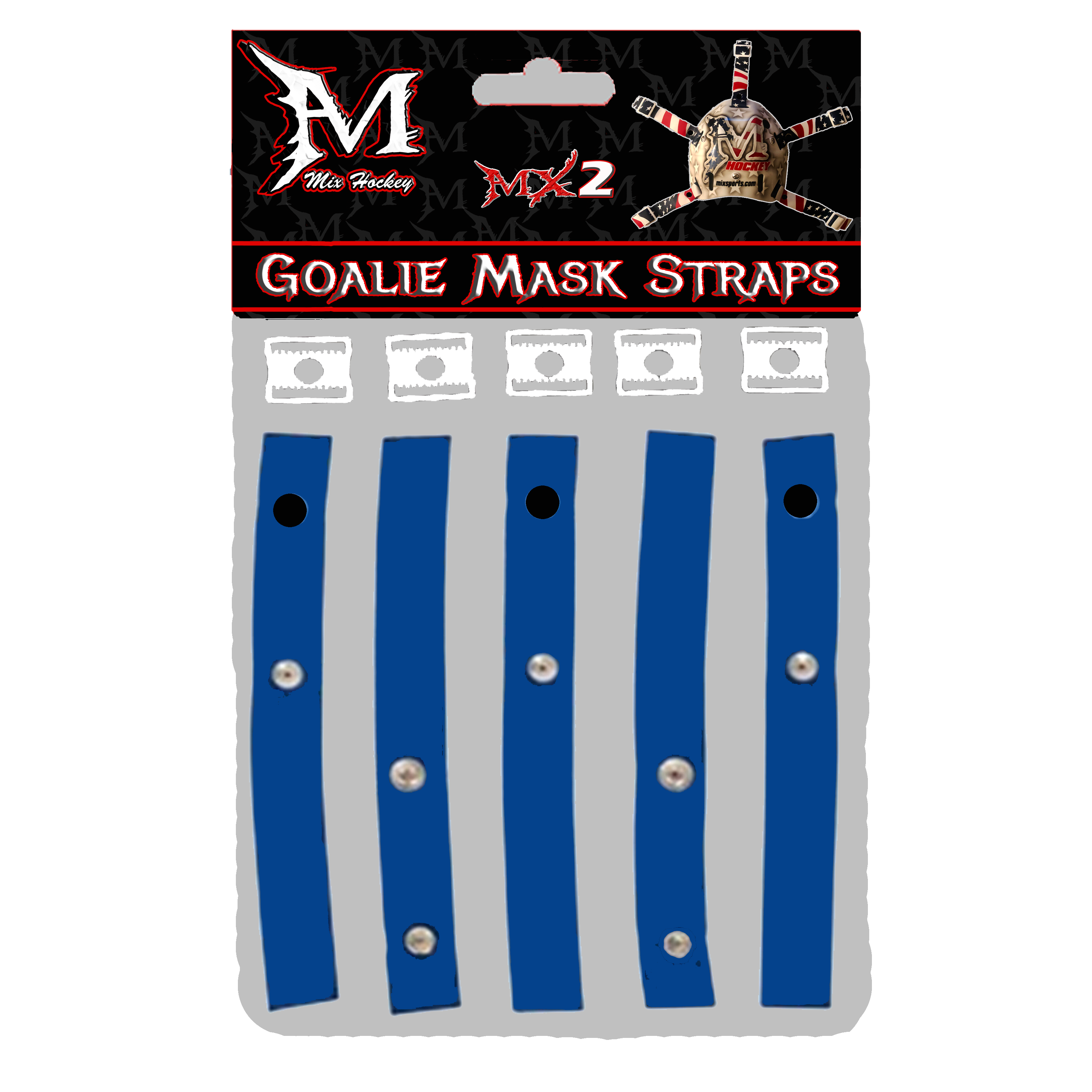Mix hockey Cat Eye Goalie Cage (MX10) & Mask Straps Combo! (Royal Blue