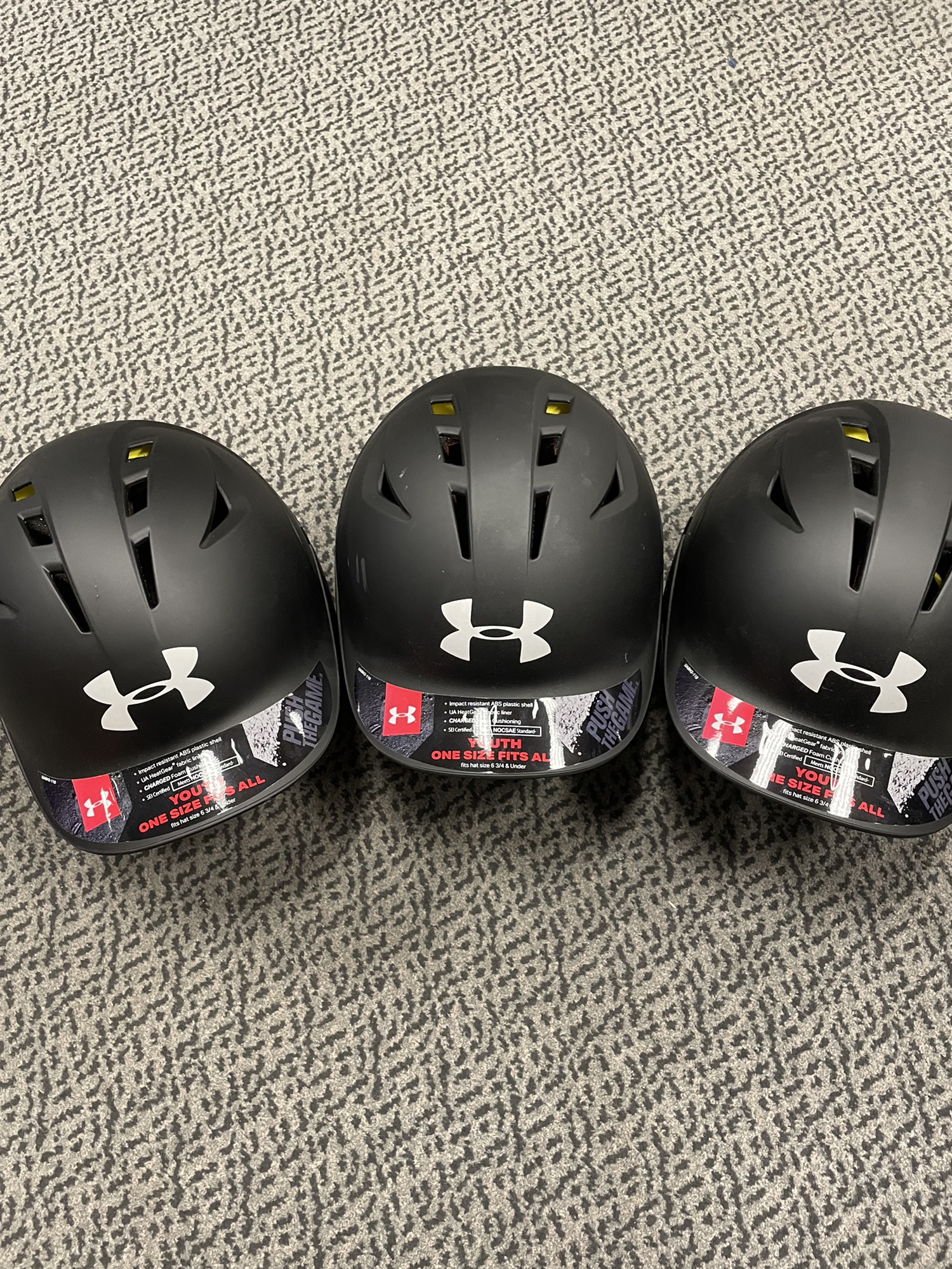 3Pack UNDER Armour Black Youth OSFA Batting helmets SidelineSwap