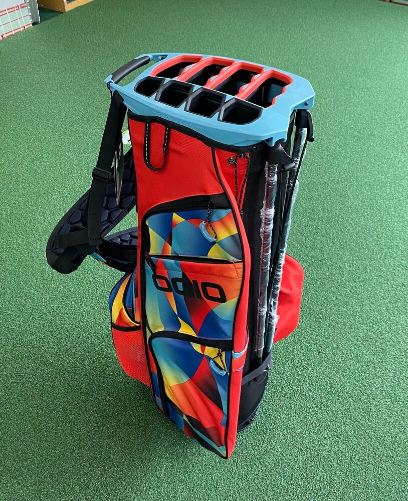 NEW OGIO WOODE 8 HYBRID STAND BAG HYPER CAMO RED/BLUE GOLF BAG NWT
