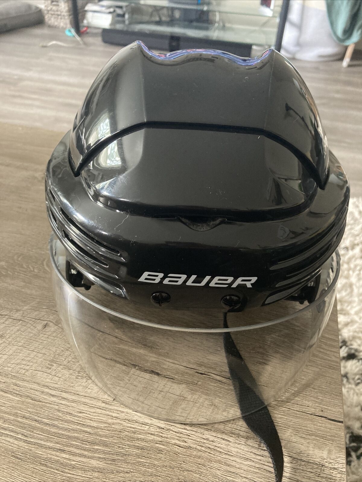 Bauer BHH7500M Large Black Hockey Helmet PreOwned 7 1/8 7 3/4 Clear
