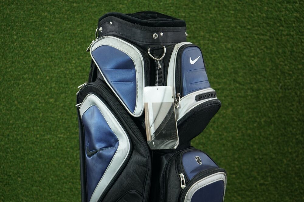 NIKE SLINGSHOT TOUR 14WAY DIVIDER GOLF CART BAG, BLUE/BLACK W/ RAIN HOOD SidelineSwap