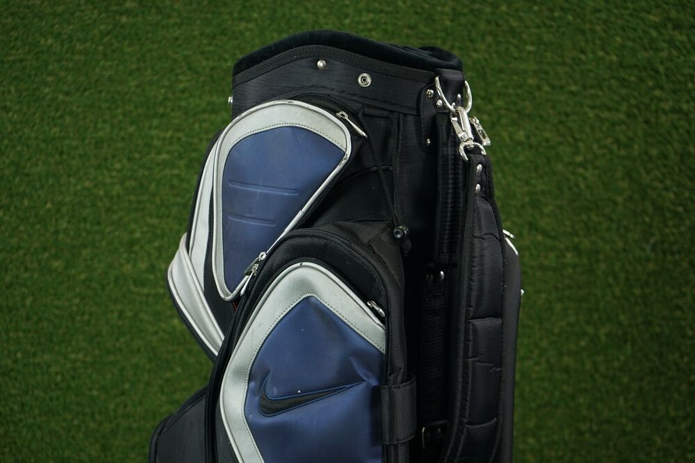 NIKE SLINGSHOT TOUR 14WAY DIVIDER GOLF CART BAG, BLUE/BLACK W/ RAIN HOOD SidelineSwap