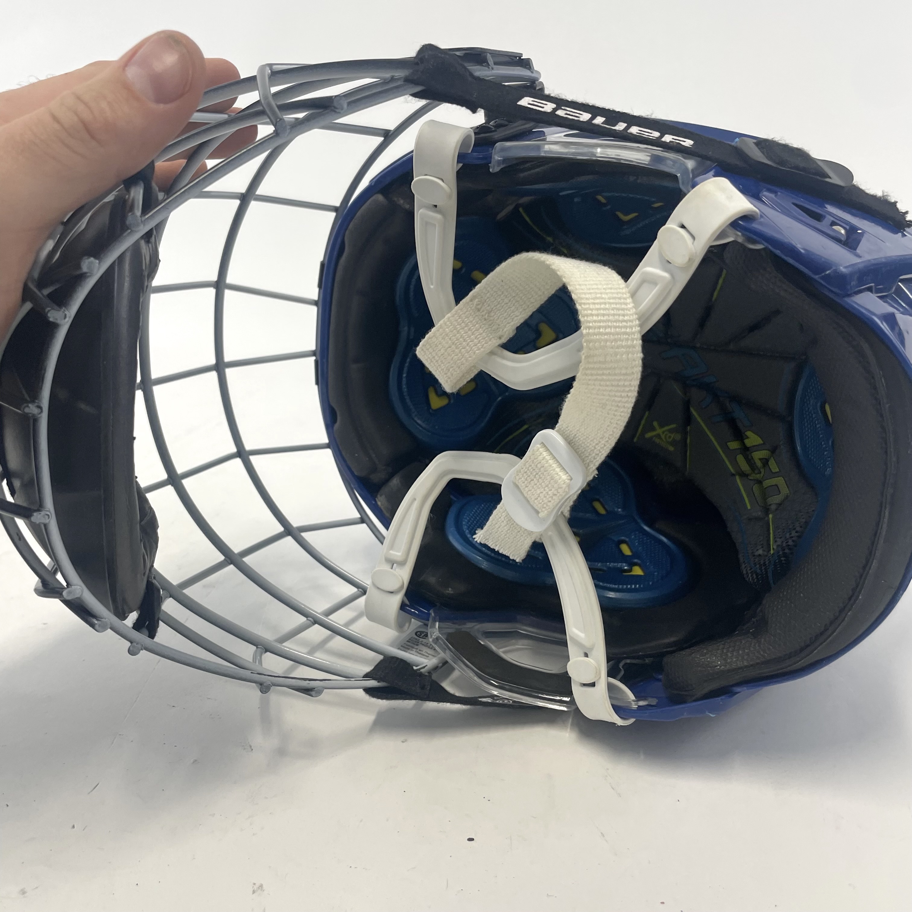 Used Royal Blue Bauer Reakt 150 Helmet with Oreo Profile II Cage Size