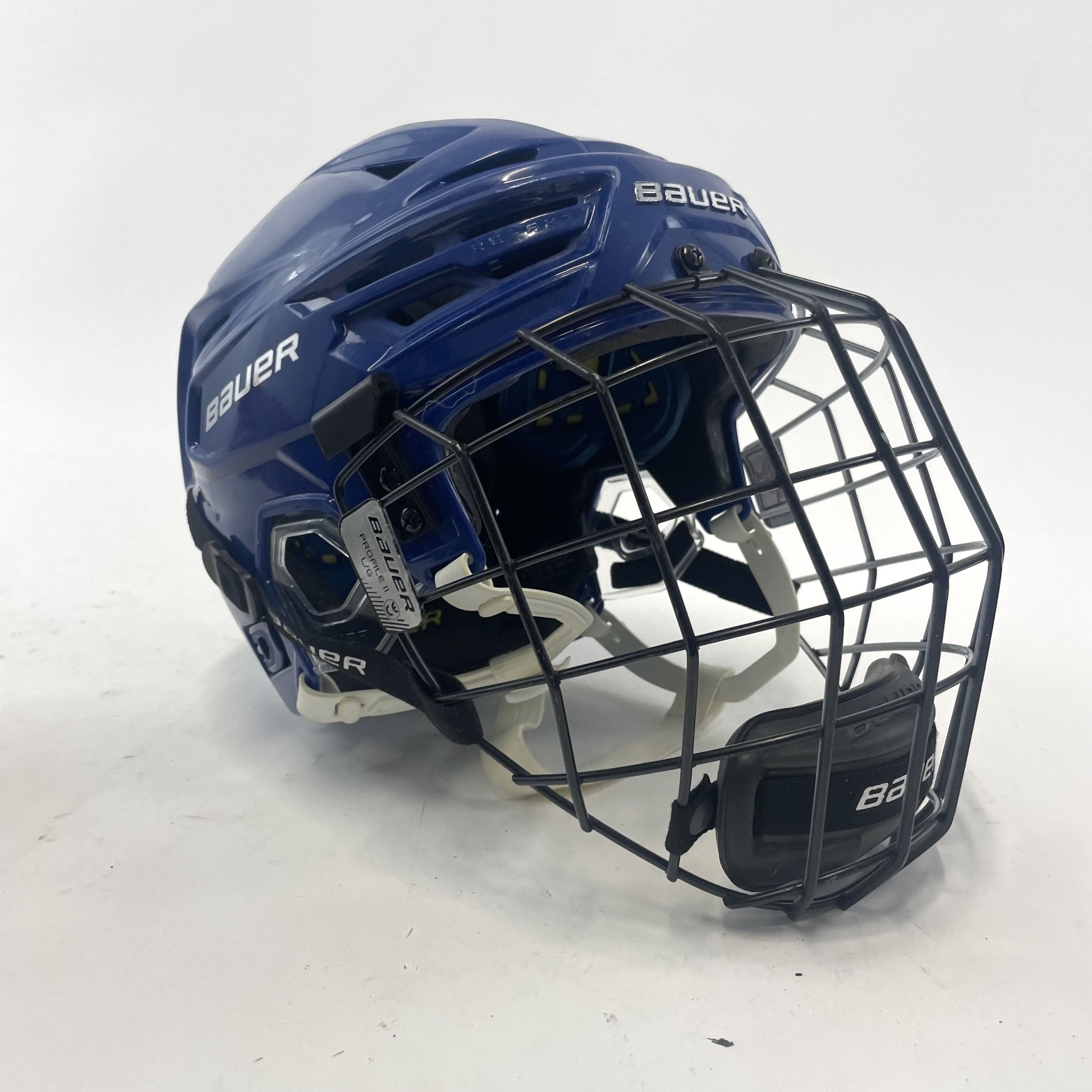 Used Royal Blue Bauer Reakt 150 Helmet with Oreo Profile II Cage Size