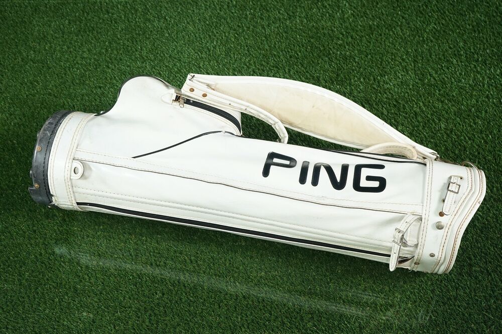 VINTAGE PING 3WAY DIVIDER GOLF CARRY 8” CART BAG, ALL WHITE/BLACK