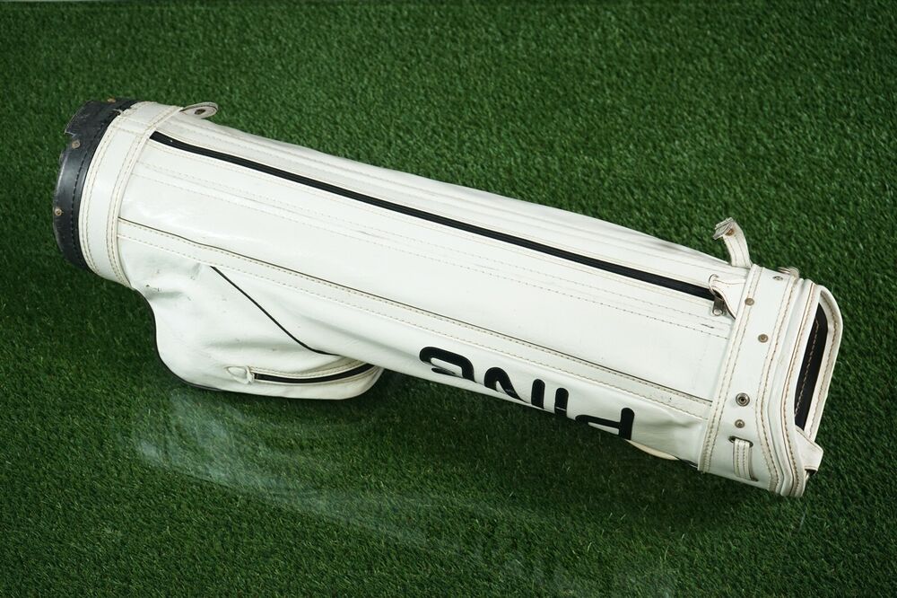 VINTAGE PING 3WAY DIVIDER GOLF CARRY 8” CART BAG, ALL WHITE/BLACK